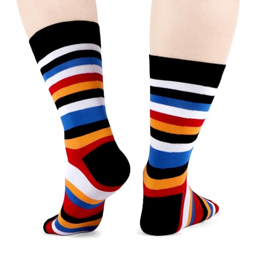 Detalle 2 de WeciBor Men's Striped Bamboo Viscose Dress Socks – 6 Pairs