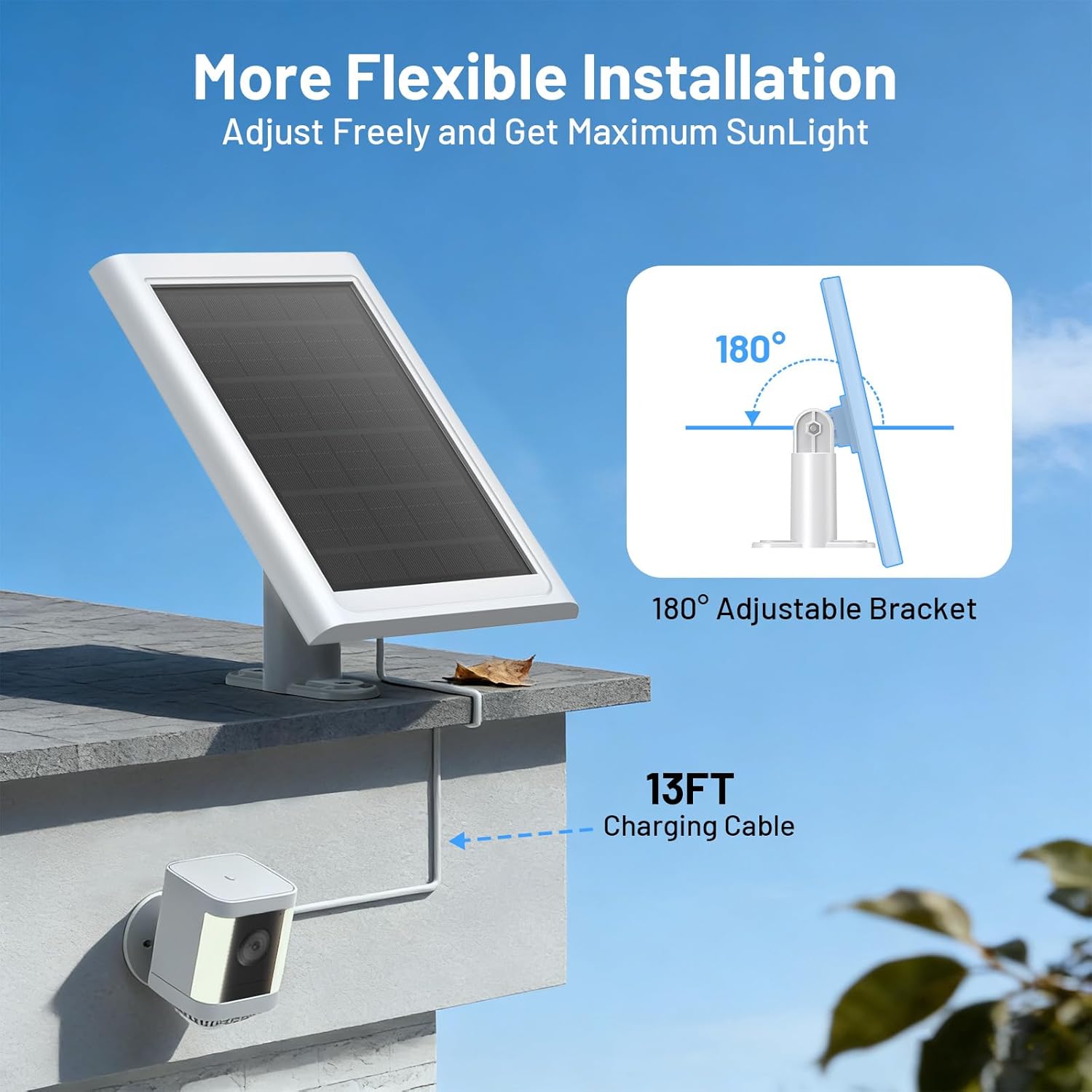 Detalle de Solar Panel for Ring Camera (2 Pack) — Solar Charger for Ring Stick Up and Spotlight Plus/Pro Outdoor Cams