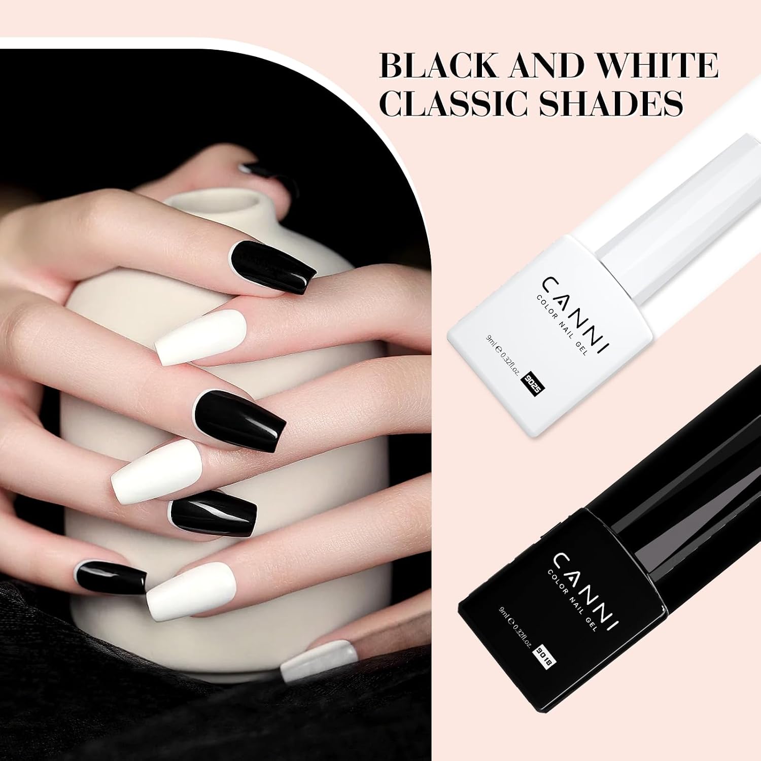 Thumbnail 1 de CANNI Hema-Free Black & White Gel Nail Polish Set (2-Piece) — LED Soak-Off Gel Kit for DIY Manicures