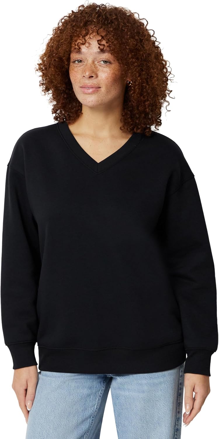 Detalle de Amazon Essentials Damen Oversize Fleece-Pullover mit V-Ausschnitt – gemütlich, vielseitig, Daily-Style
