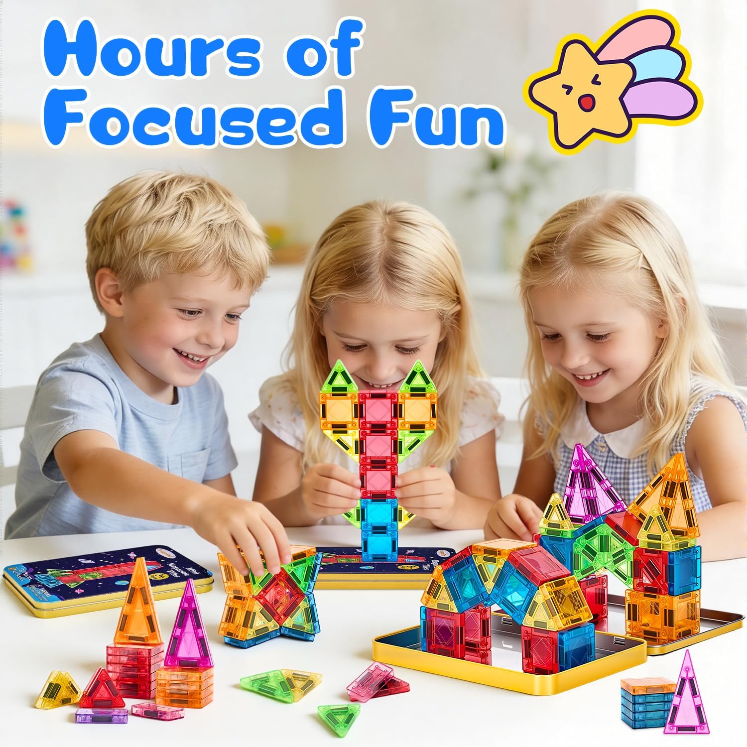 Detalle 2 de LeagoEra Mini Magnetic Tiles Travel Set — 48 Pieces