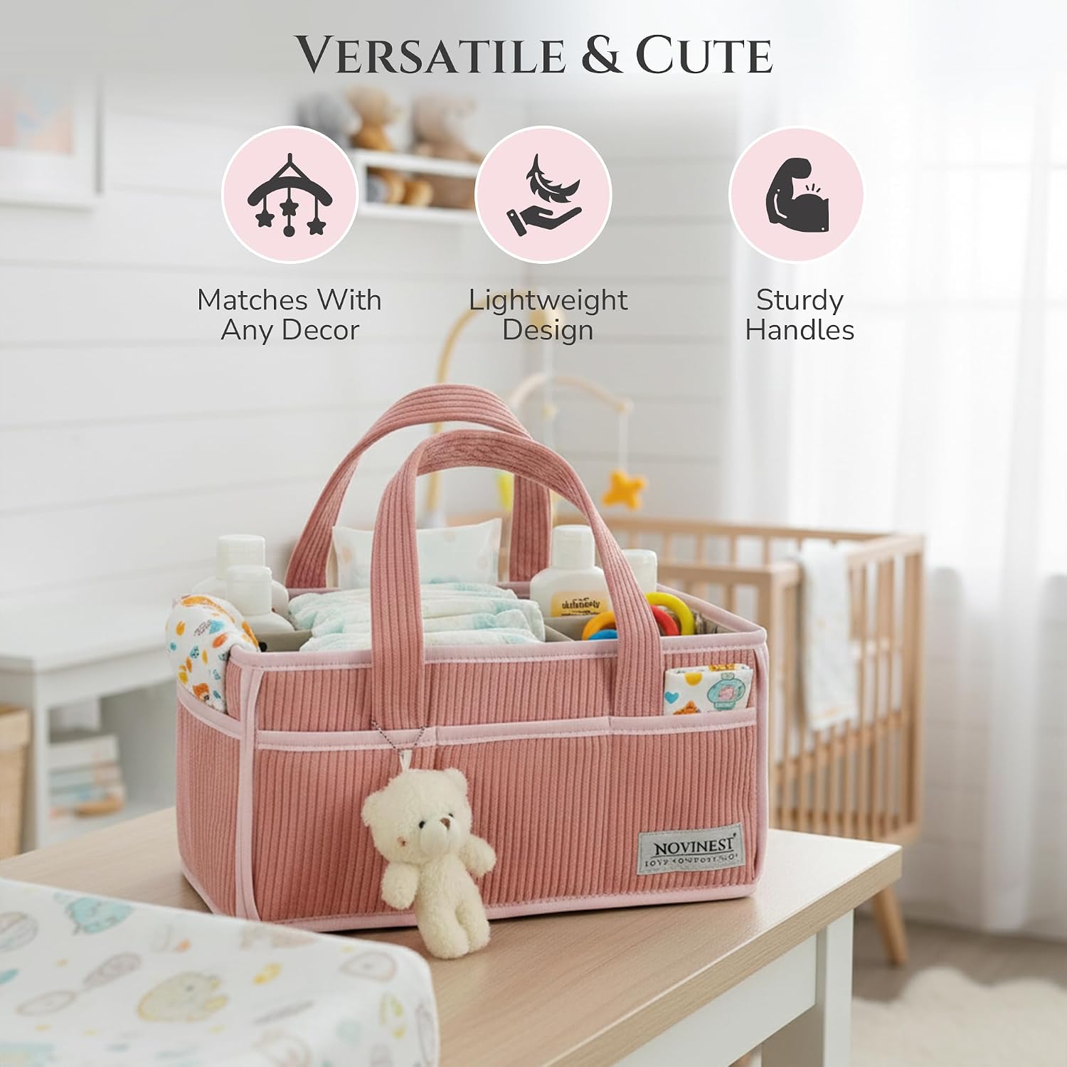 Thumbnail 4 de UPGRADED PREMIUM NOVINEST Nappy Caddy Organizer – All-in-One Baby Diaper & Nursery Storage