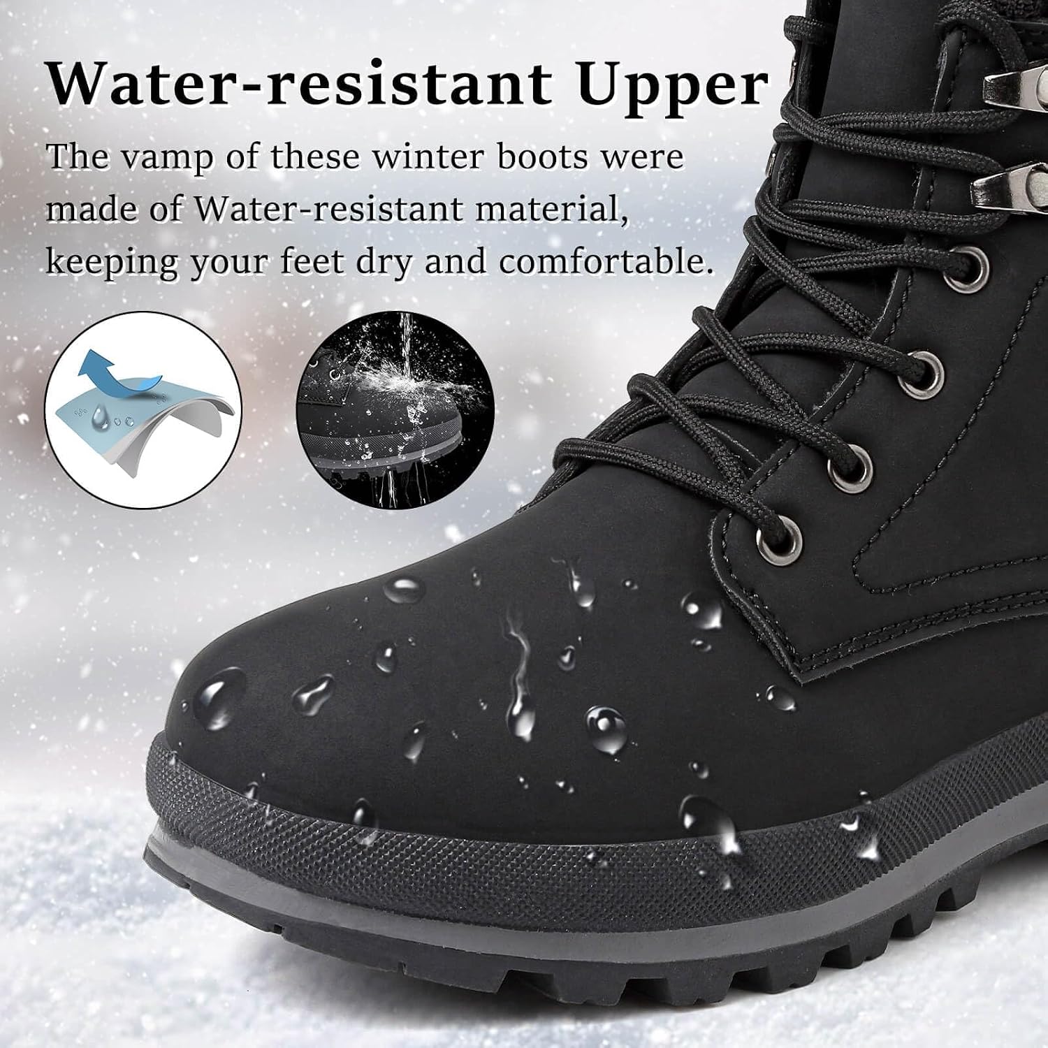 Detalle 2 de Hanani Women's Winter Snow Boots Waterproof Lace-Up Mid Calf
