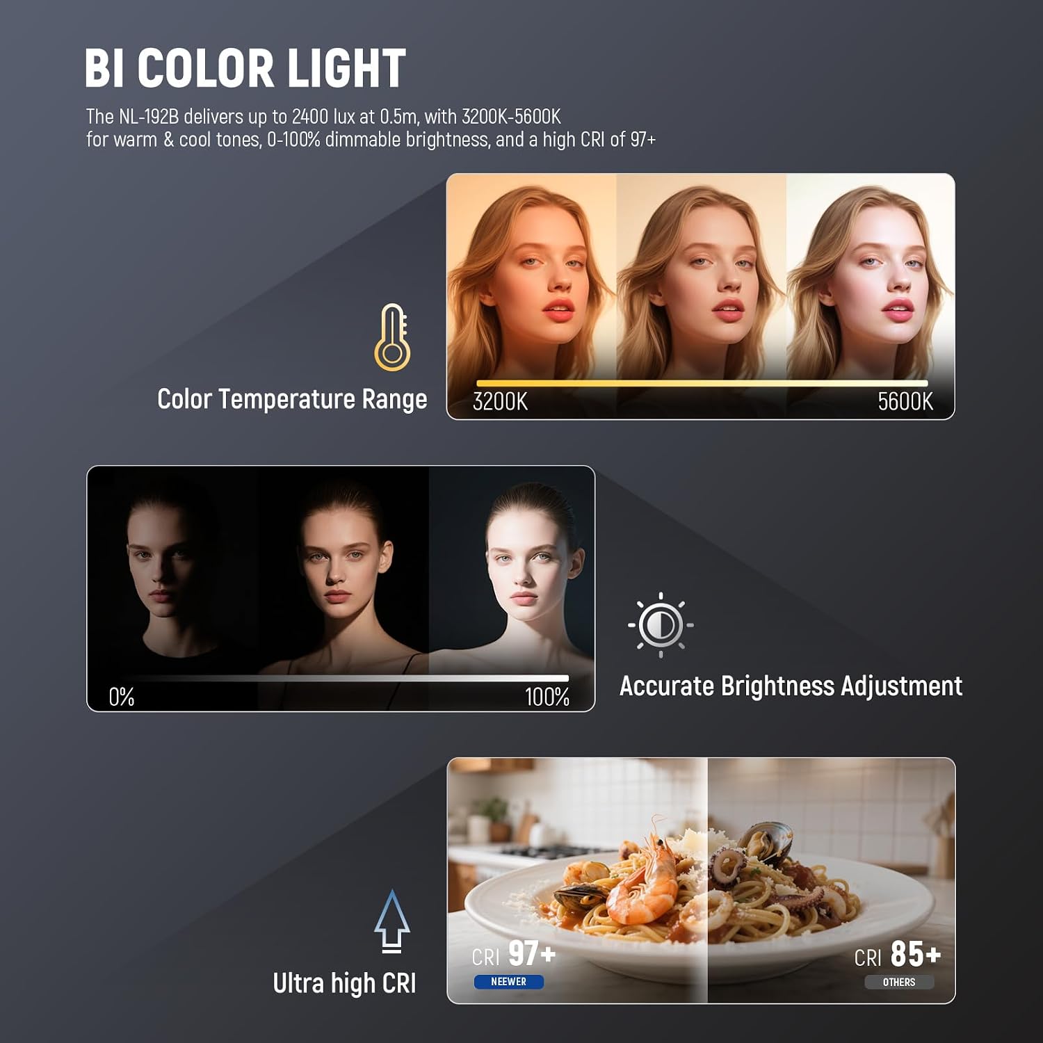 Detalle 1 de NEEWER BASICS NL-192B 13" LED Video Light Panel, Bi-Color, 20W