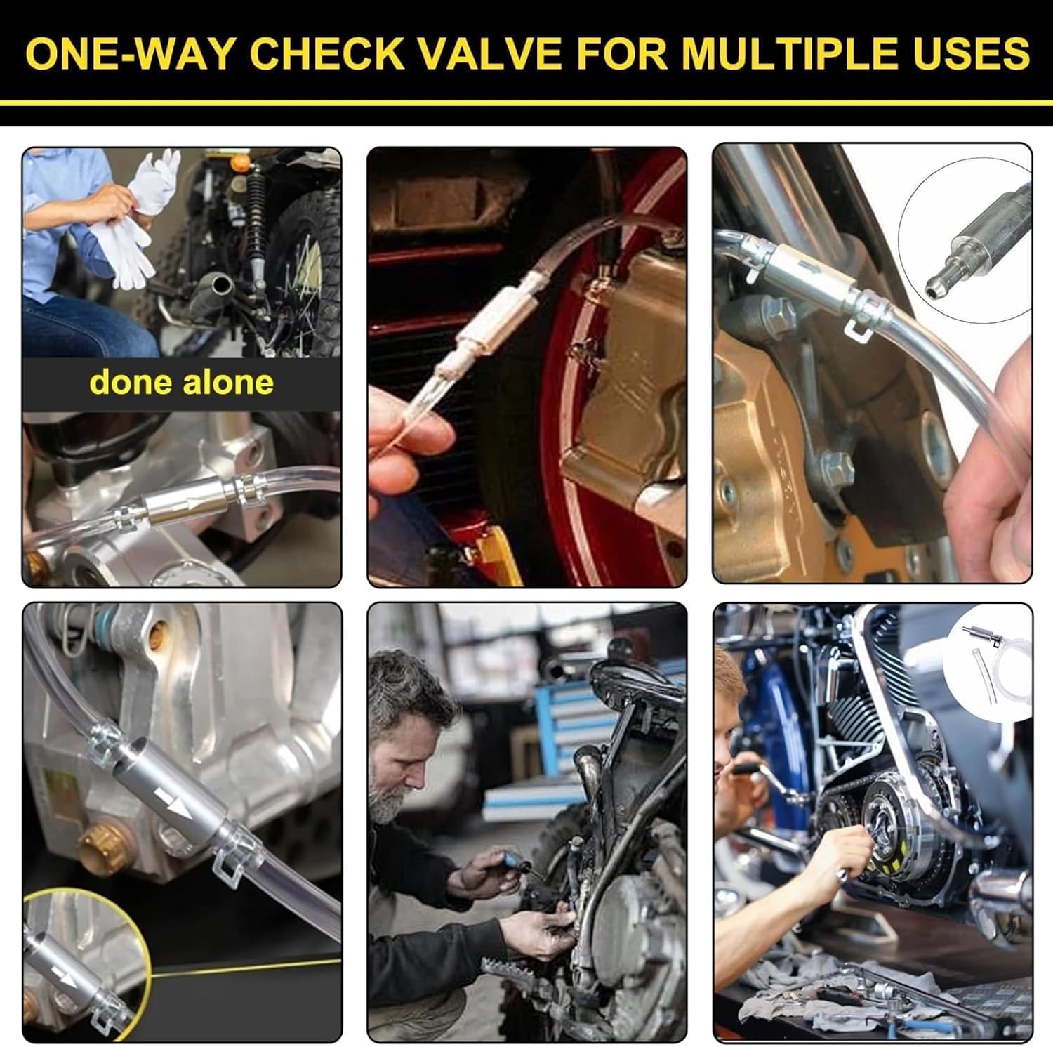 Detalle de Universal Brake Bleeder Hose Kit, 4-Piece with One-Way Valve and Metal Clamps
