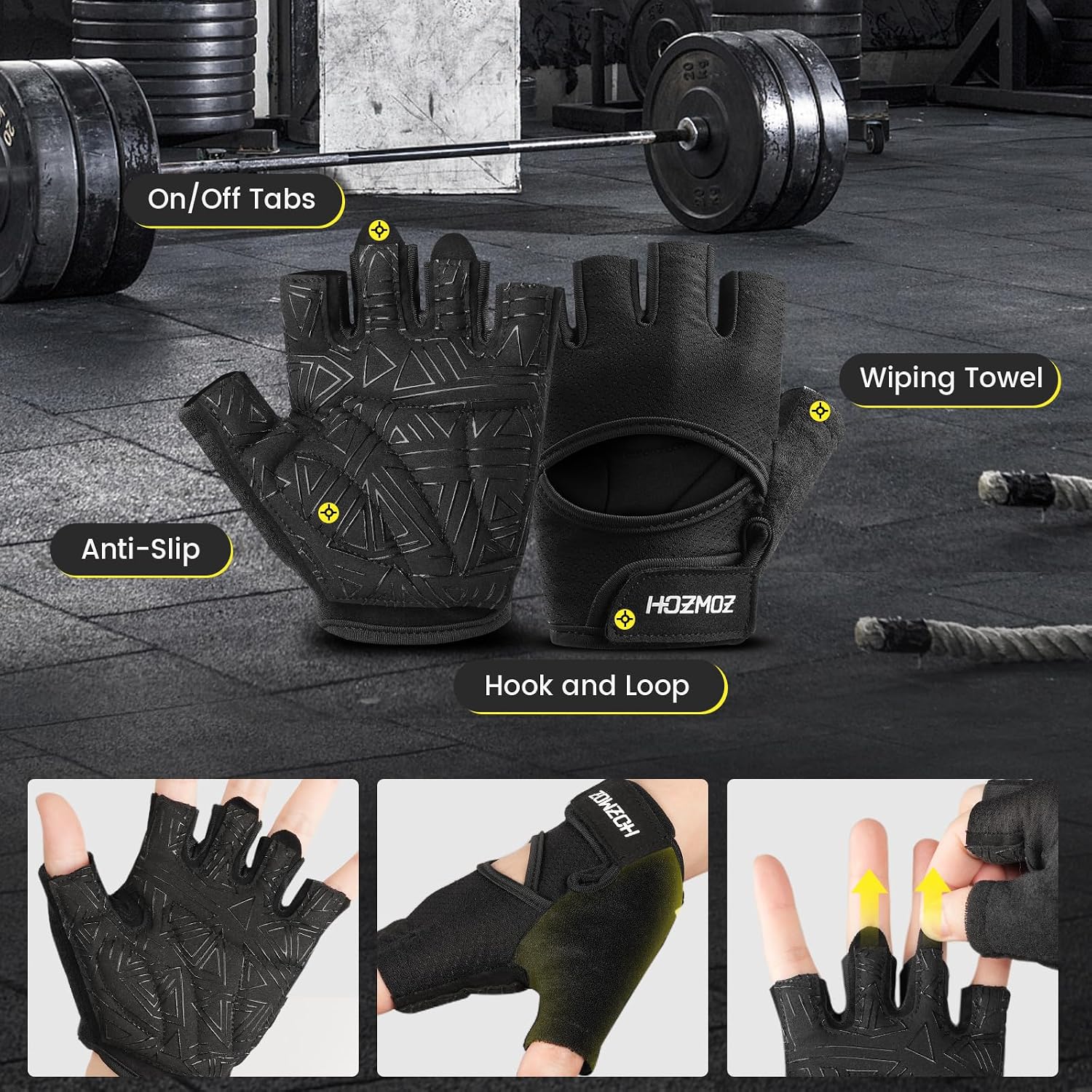 Thumbnail 5 de HOZMOZ Ventilated Workout Gloves with 6mm Padding and Full-Palm Grip