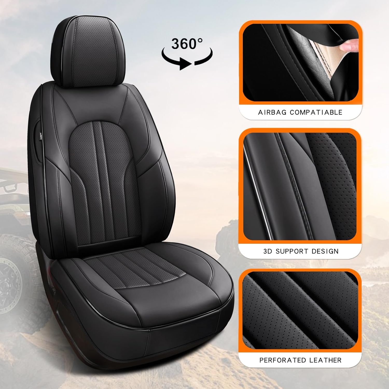 Thumbnail 5 de MINGBRON Full Set Car Seat Covers - Leather Look, Waterproof Protection