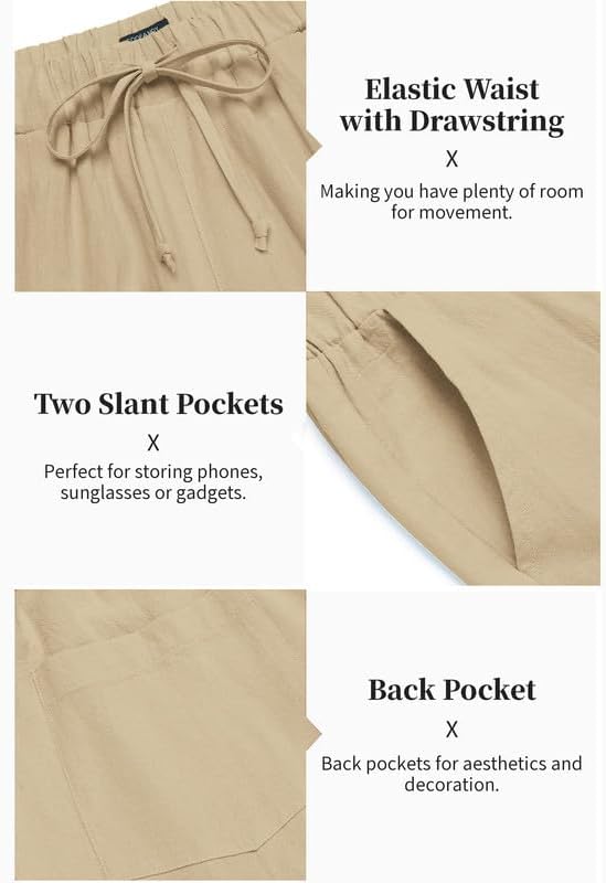 Detalle de COOFANDY Men’s 2-Piece Cotton Linen Henley & Beach Pants Set