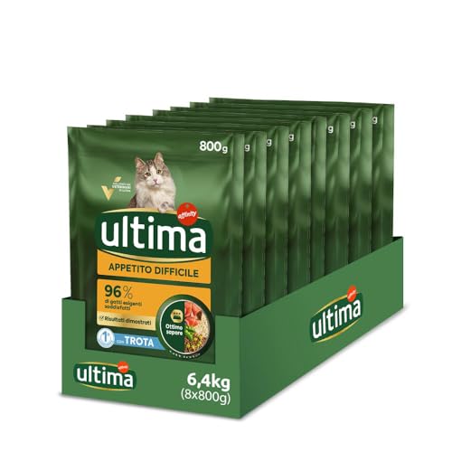 Detalle de Ultima Appetito difficile Trota - Crocchette per gatti adulti, confezione 8 x 800 g (totale 6,4 kg)
