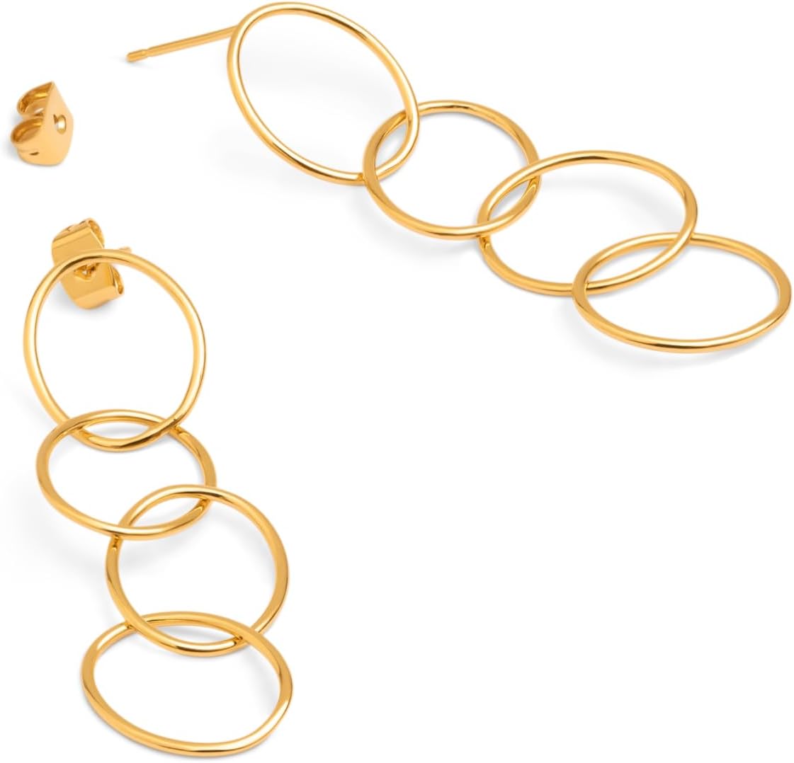 Detalle de SINGULARU Orecchini Cerchio Circles & Circles in Ottone placcato oro 18 kt o Rodio – chiusura a pressione