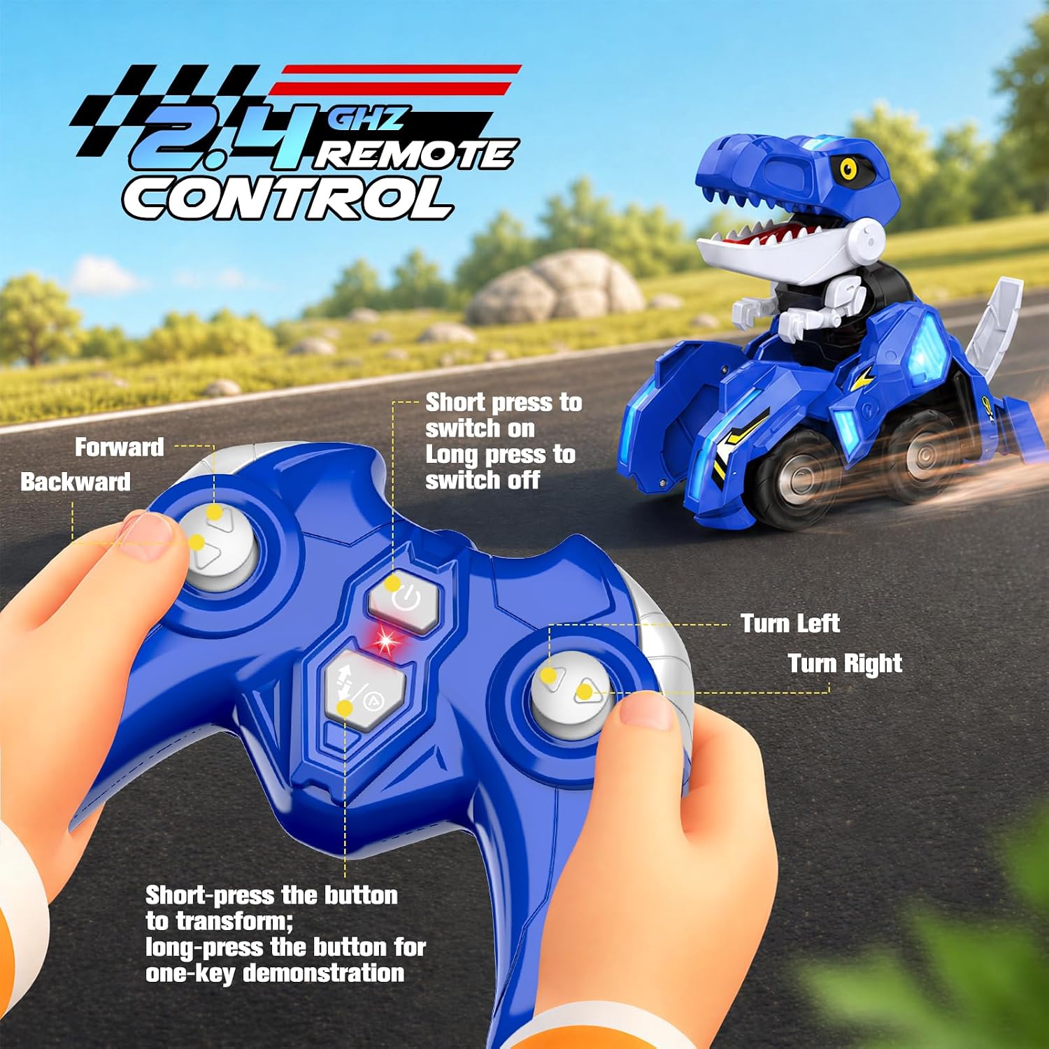 Thumbnail 6 de WootoyCar CAR002 Dinosaur Transforming RC Car with LED Lights and Type-C Charging