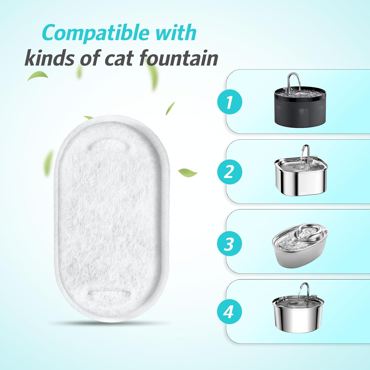 Thumbnail 6 de 32Pcs Cat Water Fountain Filters Set — 16 Activated Carbon + 16 Foam Filters for 3.2L/2L Fountains