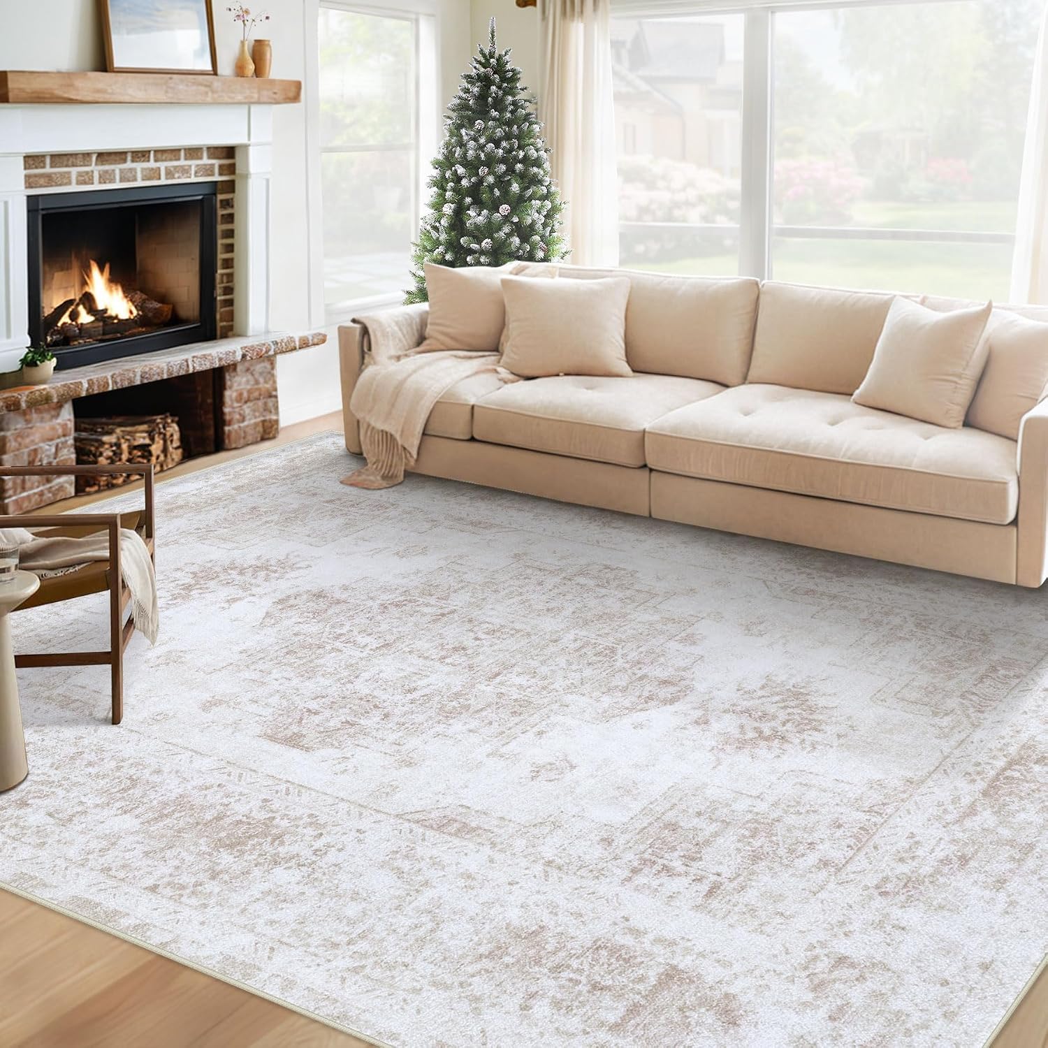 Detalle de XLUEZ 6x9 Area Rug Non-Slip Vintage Medallion Beige