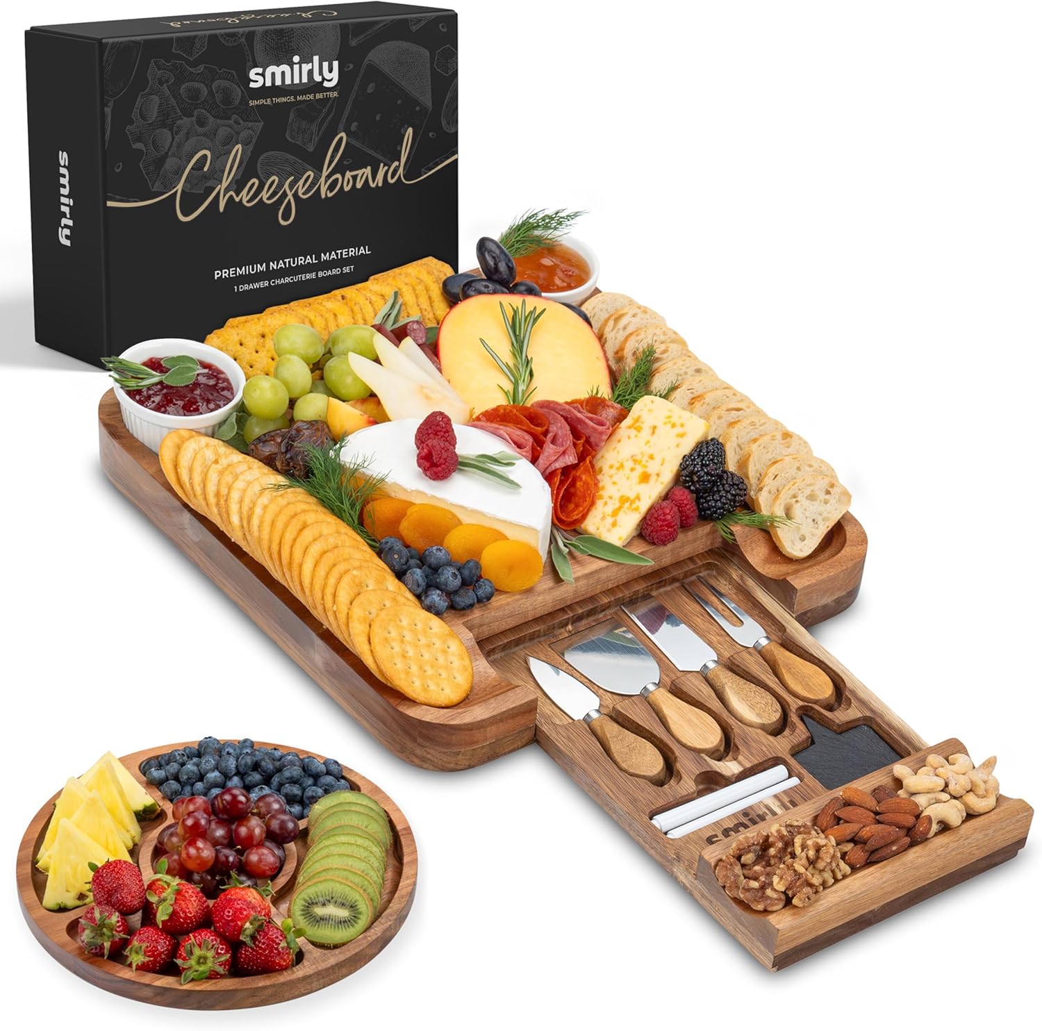 SMIRLY Large Acacia Charcuterie Board Set 🧀