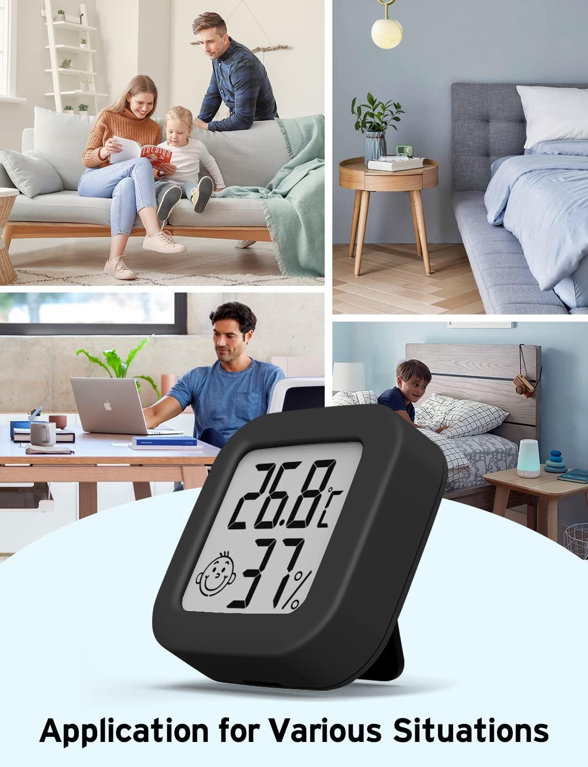 Thumbnail 6 de Houdian 2-teiliges Mini-Thermo-Hygrometer: Digitaler Temperatur- und Feuchtigkeitsmesser fürs Zuhause