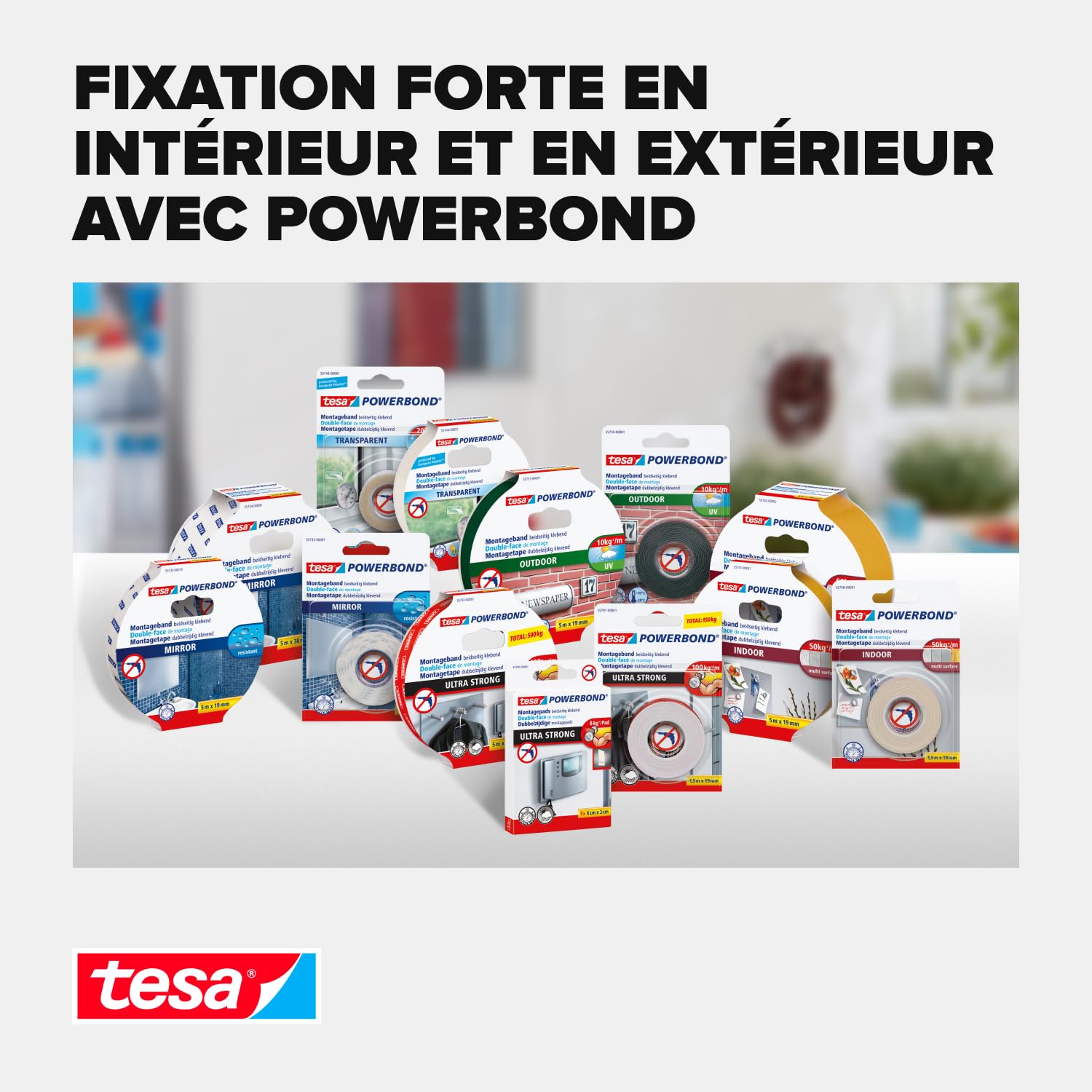 Thumbnail 6 de tesa Double-Face Montage Miroirs – Ruban adhésif pour fixation sans vis en pièces humides (5 m x 1,9 cm)