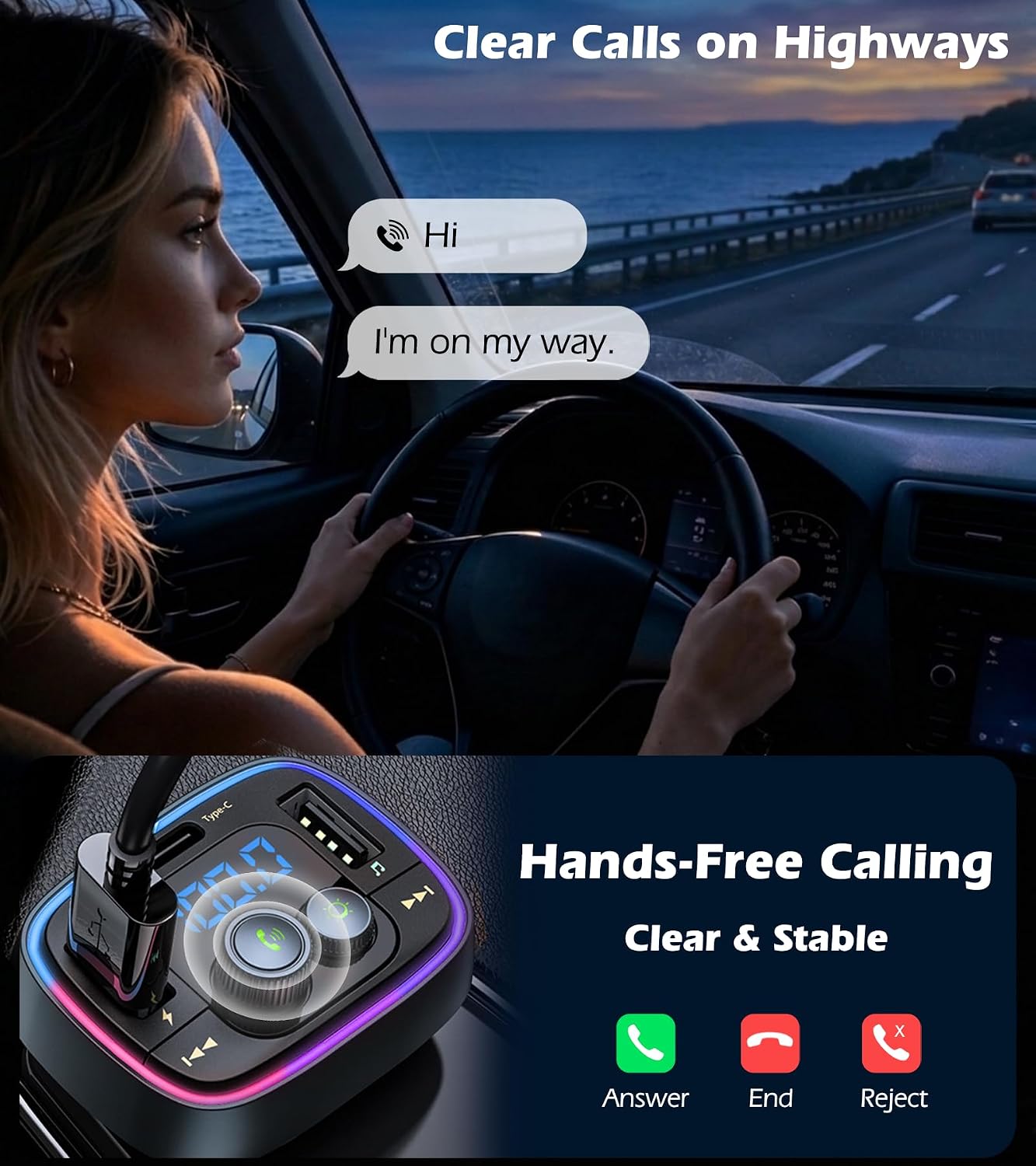 Thumbnail 4 de LIHAN USB C Bluetooth 5.4 Car Adapter — FM Transmitter