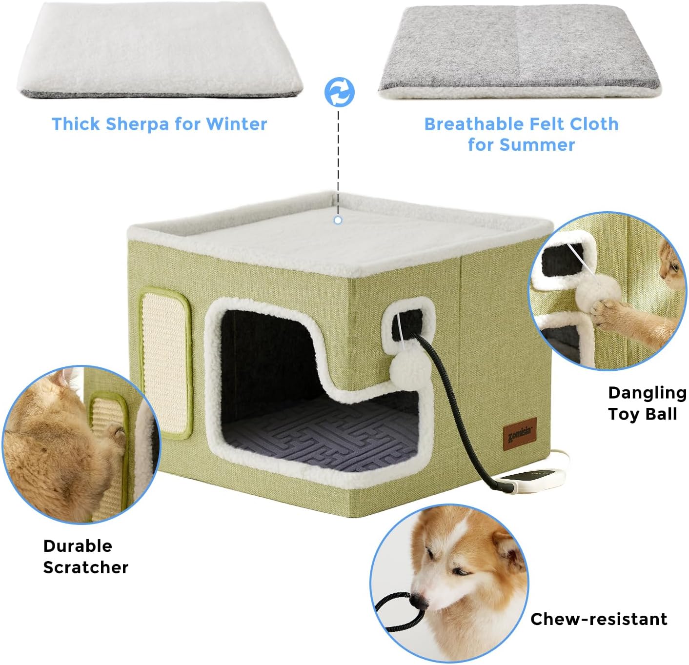 Thumbnail 6 de ZOMISIA Heated Cat House Bed, 16 x 16 x 13.5 in