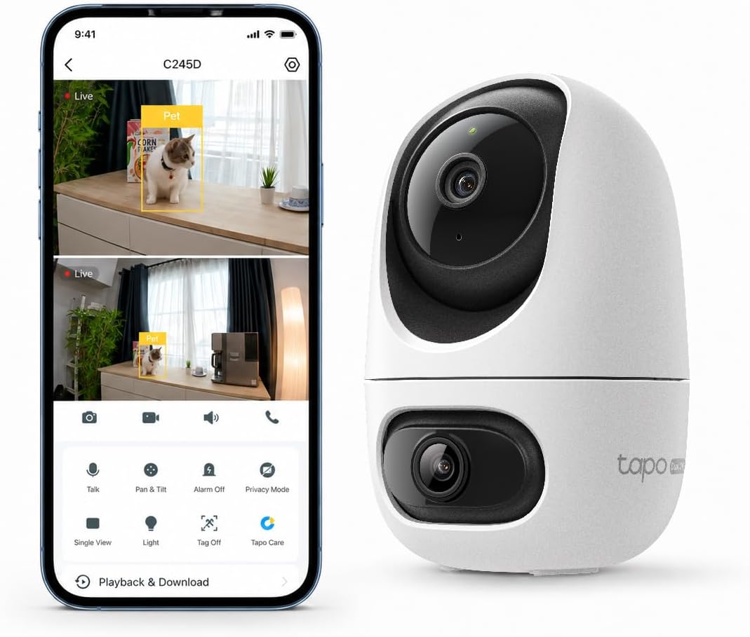 Detalle de Tapo C245D Dual Kamera Überwachung Innen – 2K Sicht mit Dual-Ansicht