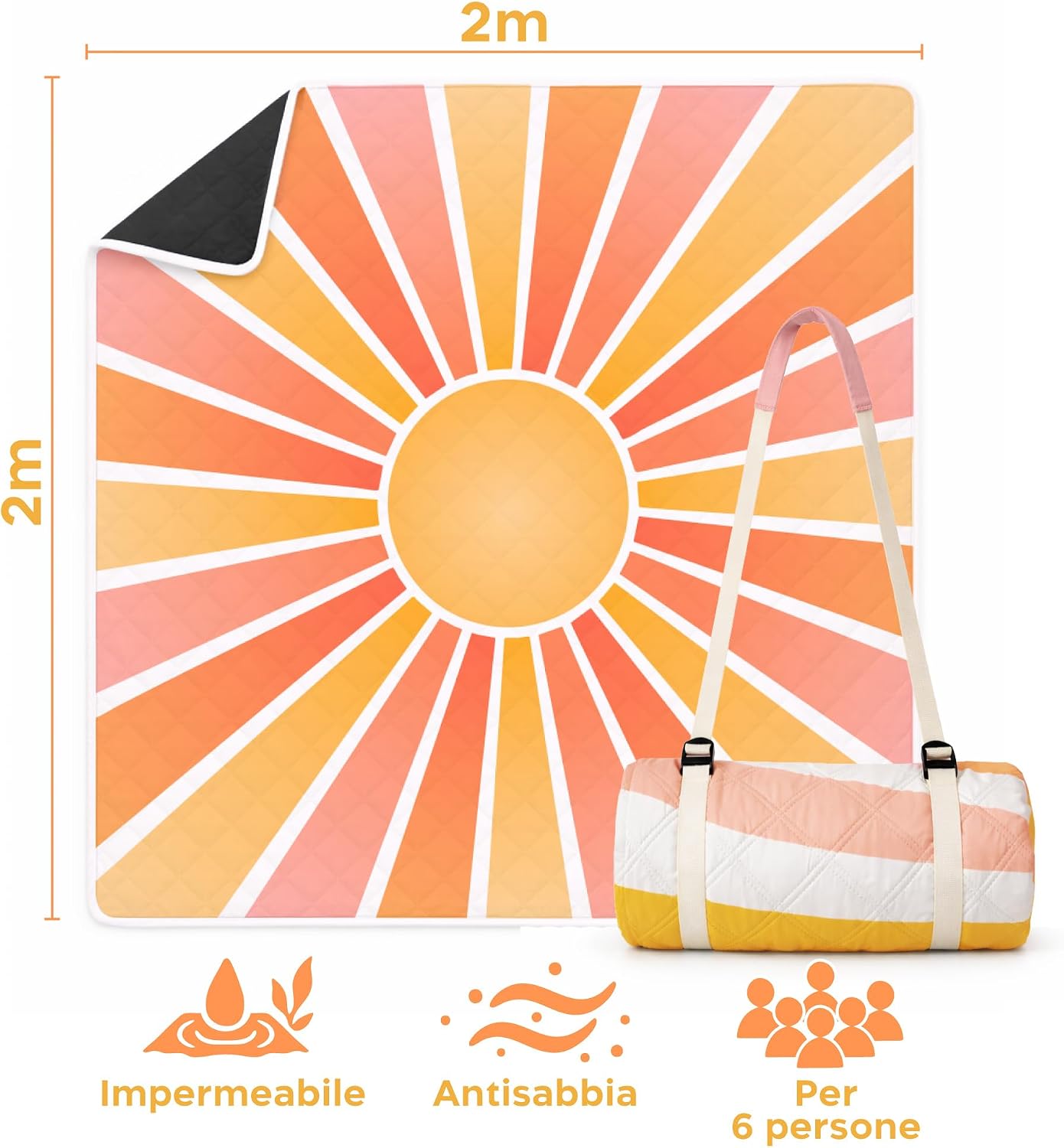 Detalle de Twinzee Coperta Pic Nic Impermeabile XXL 200x200 cm