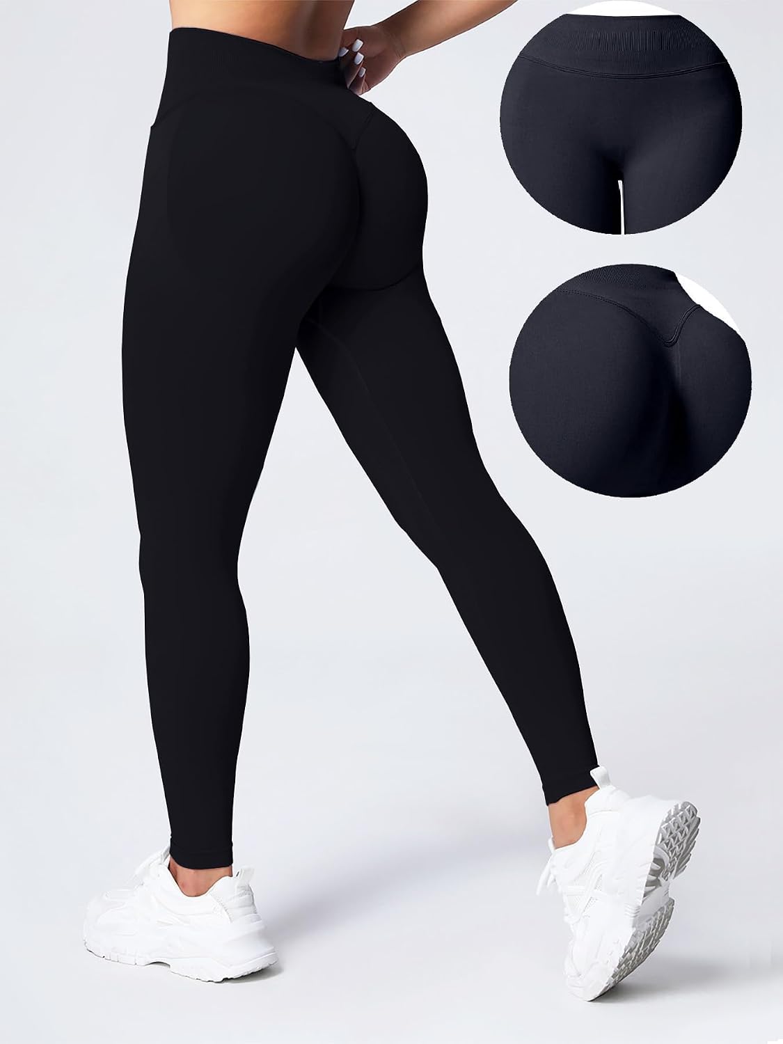 Detalle de Nlieanuc Leggins Sportivi Donna Push Up - Vita Media Scrunch: comfort e silhouette valorizzata