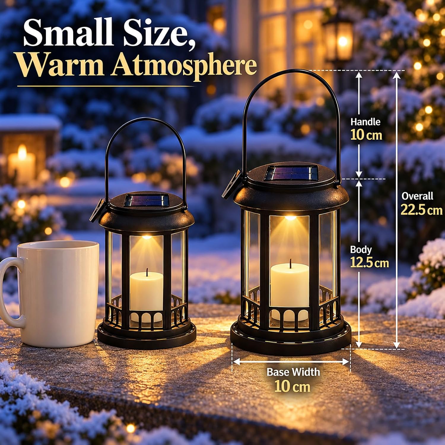 Detalle 2 de yowin YW-2PSIXDL lantaarns op zonne-energie, set van 2 met LED-kaarseffect