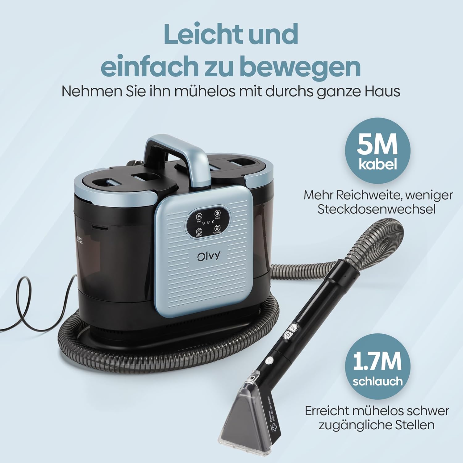 Thumbnail 6 de Olvy Teppichreiniger PRO – Nasssauger & Dampfreiniger für Polster, Matratzen und mehr