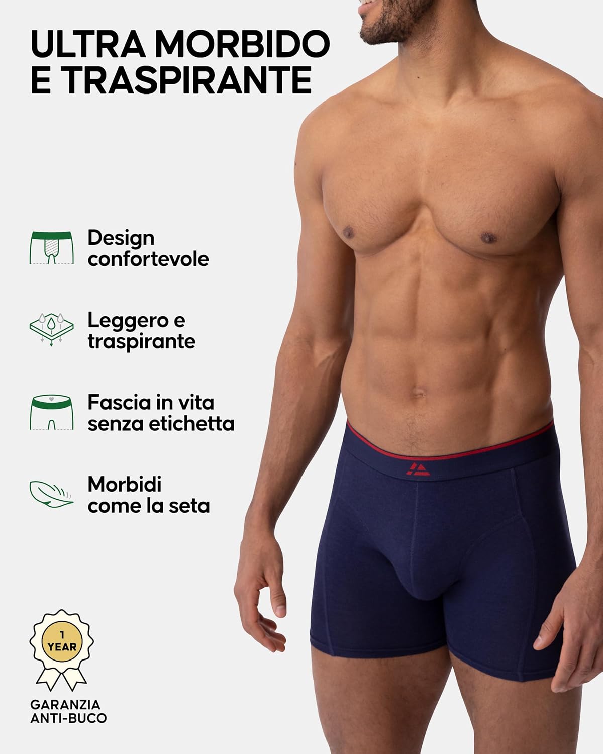 Detalle de DANISH ENDURANCE Boxer da uomo in bambù Ultra Morbido – 6 o 10 pezzi, con o senza apertura frontale
