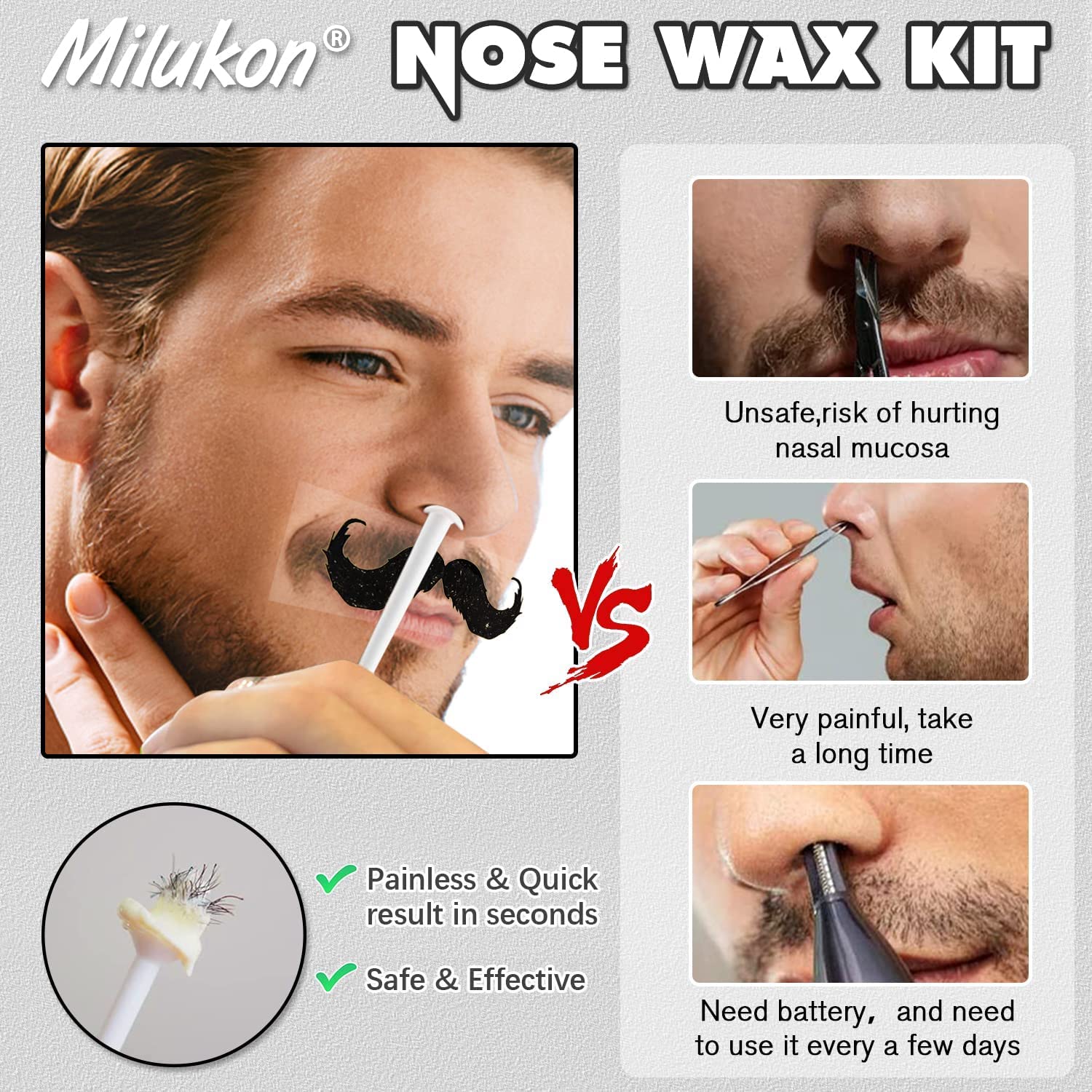 Thumbnail 2 de Milukon Nose Wax Kit für Nasenhaare – Nasenhaarwachs Set mit 20 Applikatoren und 10 Schablonen