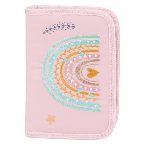 Detalle de Baagl Federmäppchen Regenbogen Rosa – Großes Hauptfach, zwei Klappen, 20 × 15 × 3 cm