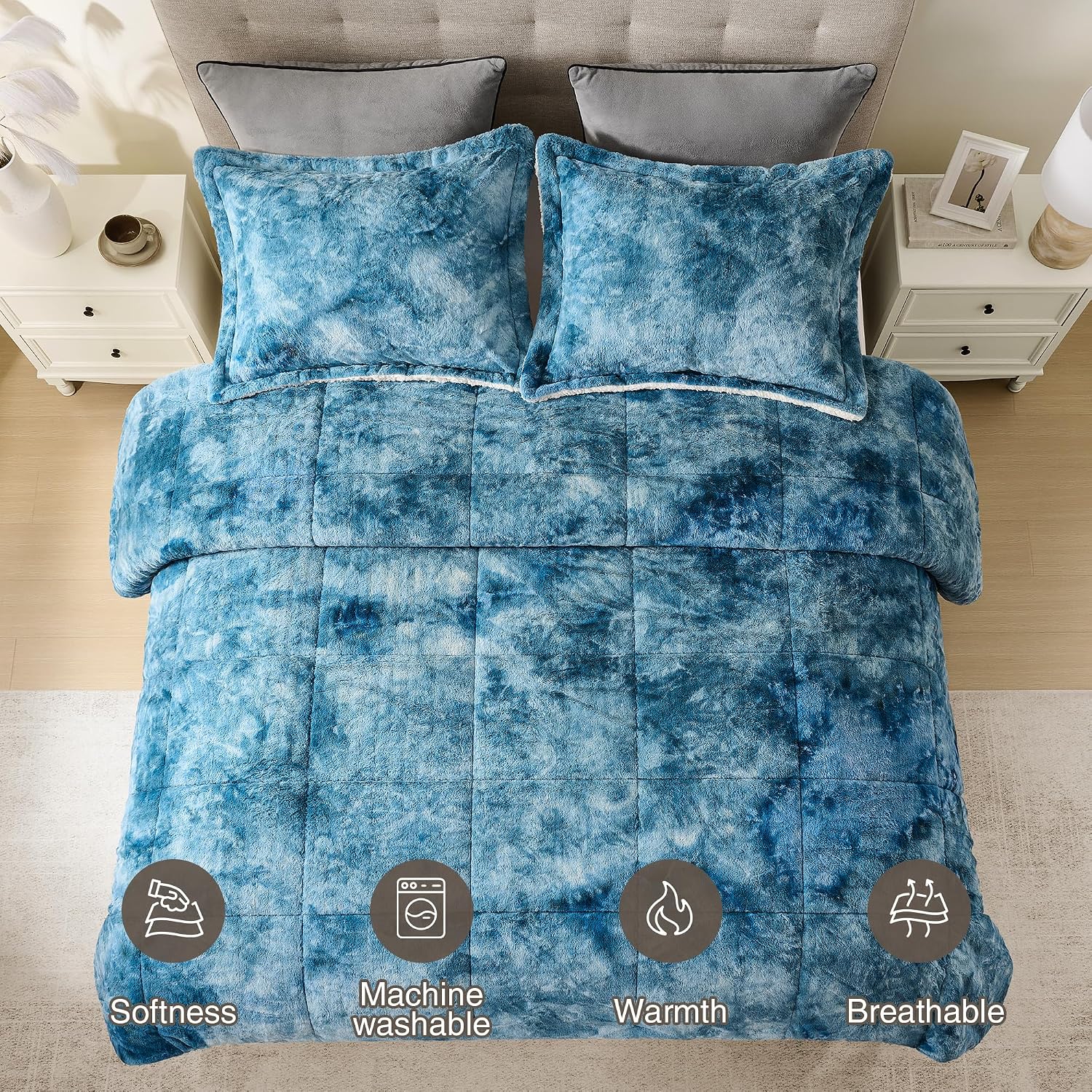 Detalle 2 de UNIKOME Sherpa Comforter Set Queen 90x90