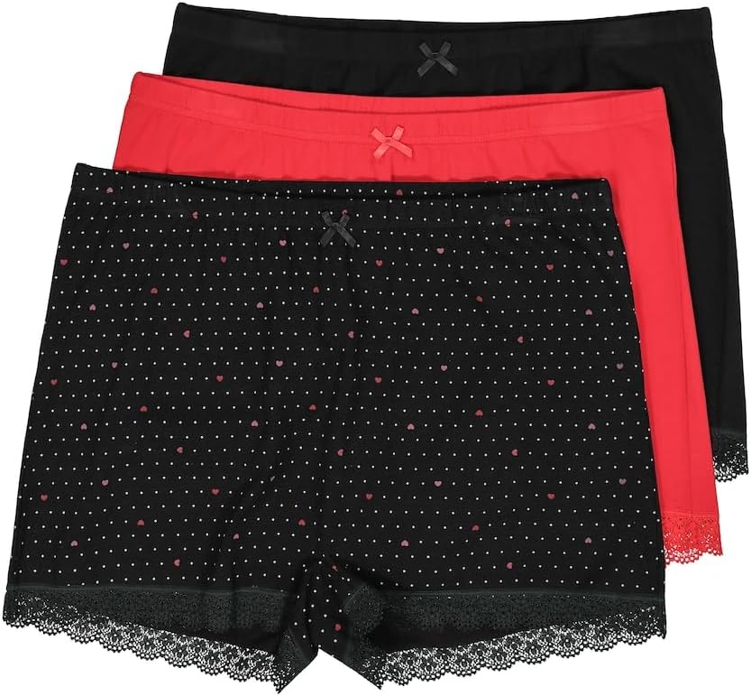 Detalle de Ulla Popken – Lot de 3 culottes taille grande avec motifs cœurs et uni, confort et enveloppement