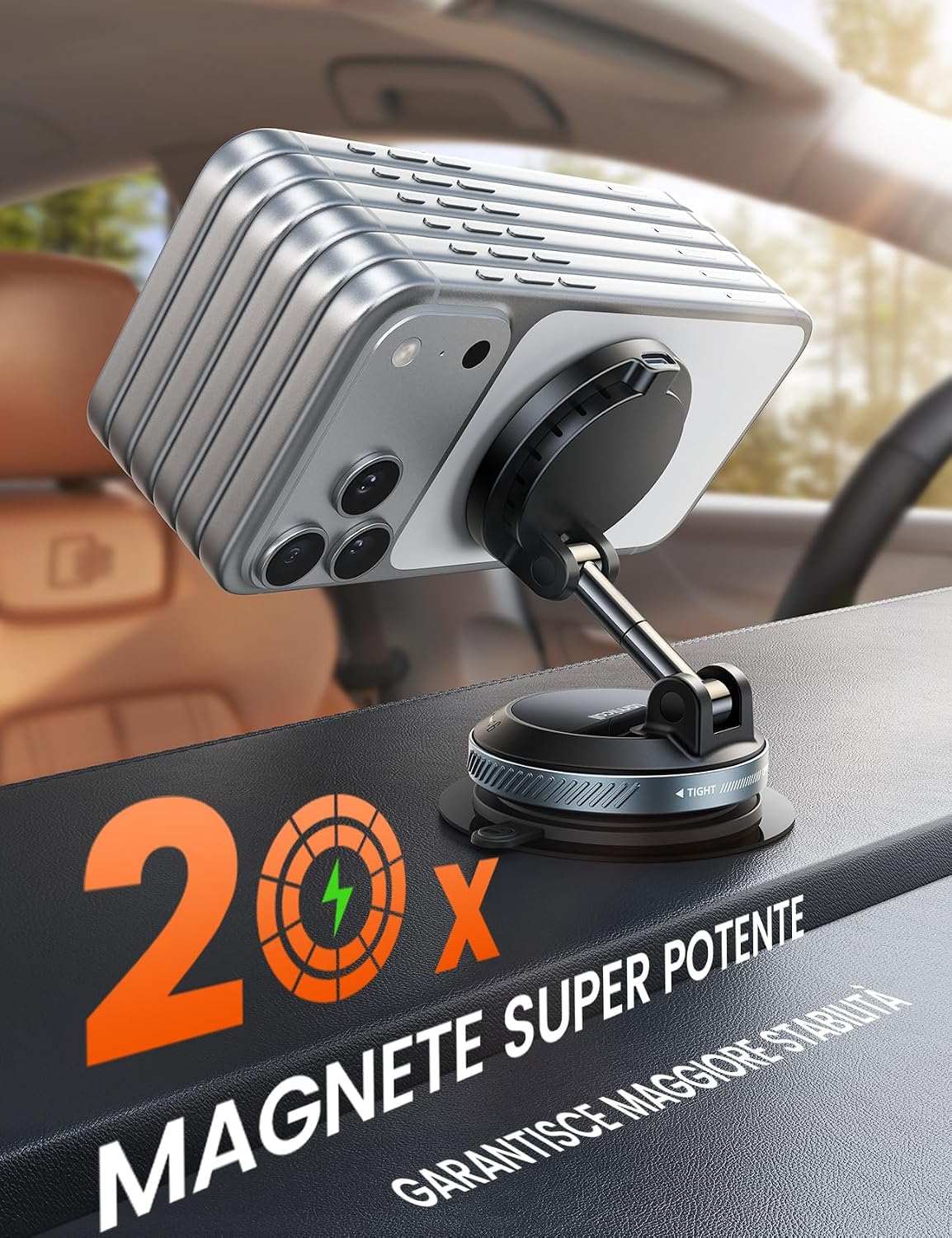 Thumbnail 4 de Lamicall Caricatore Wireless Auto MagSafe 15W con Ventosa 64 mm e Supporto con Doppia USB-C
