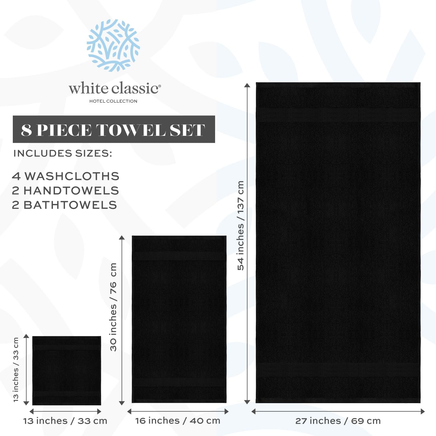 Detalle 2 de White Classic Bath Towel Set of 8