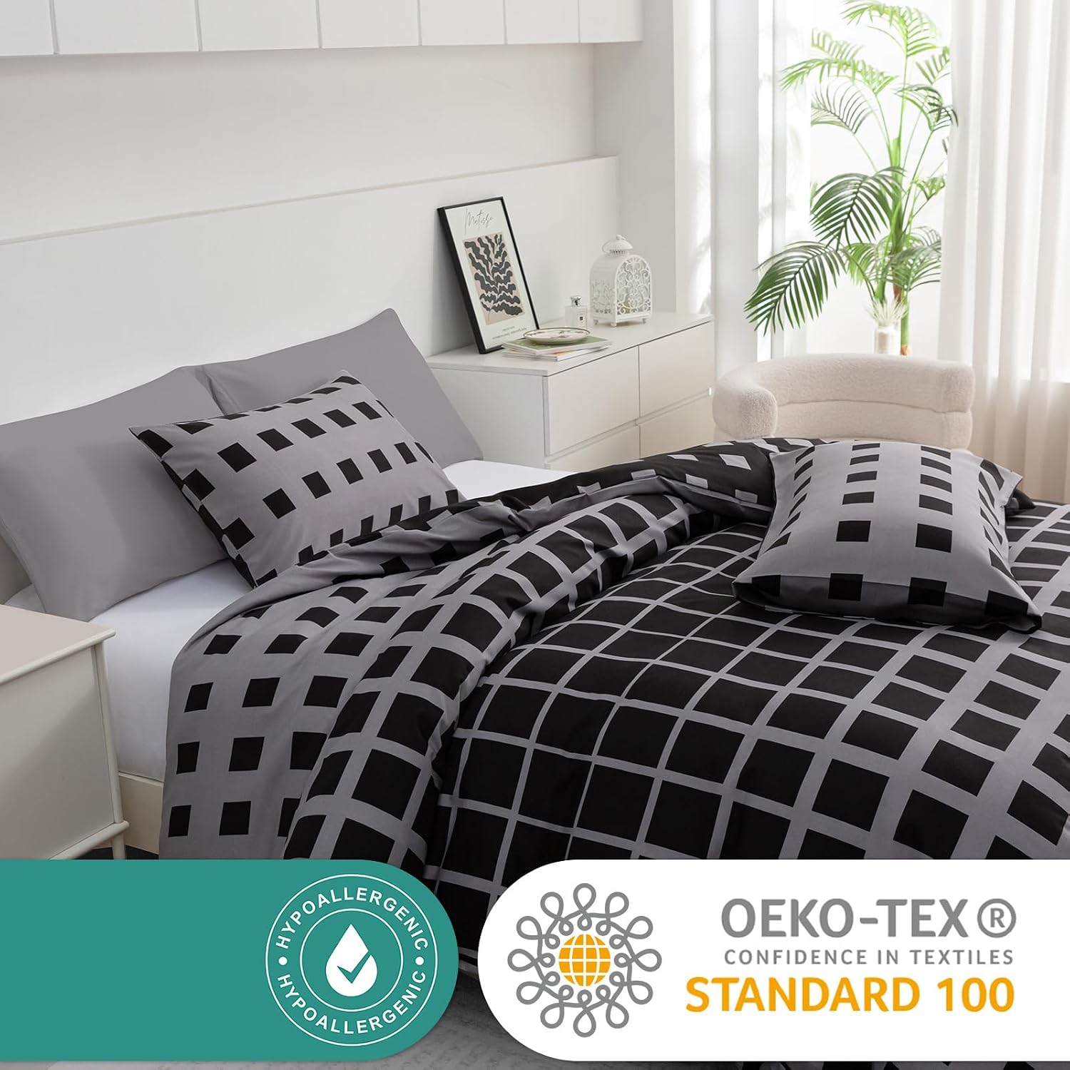 Thumbnail 6 de Grace King Size Duvet Cover Set (230 x 220 cm) – Premium Microfibre, Hypoallergenic Reversible Cover With Zipper
