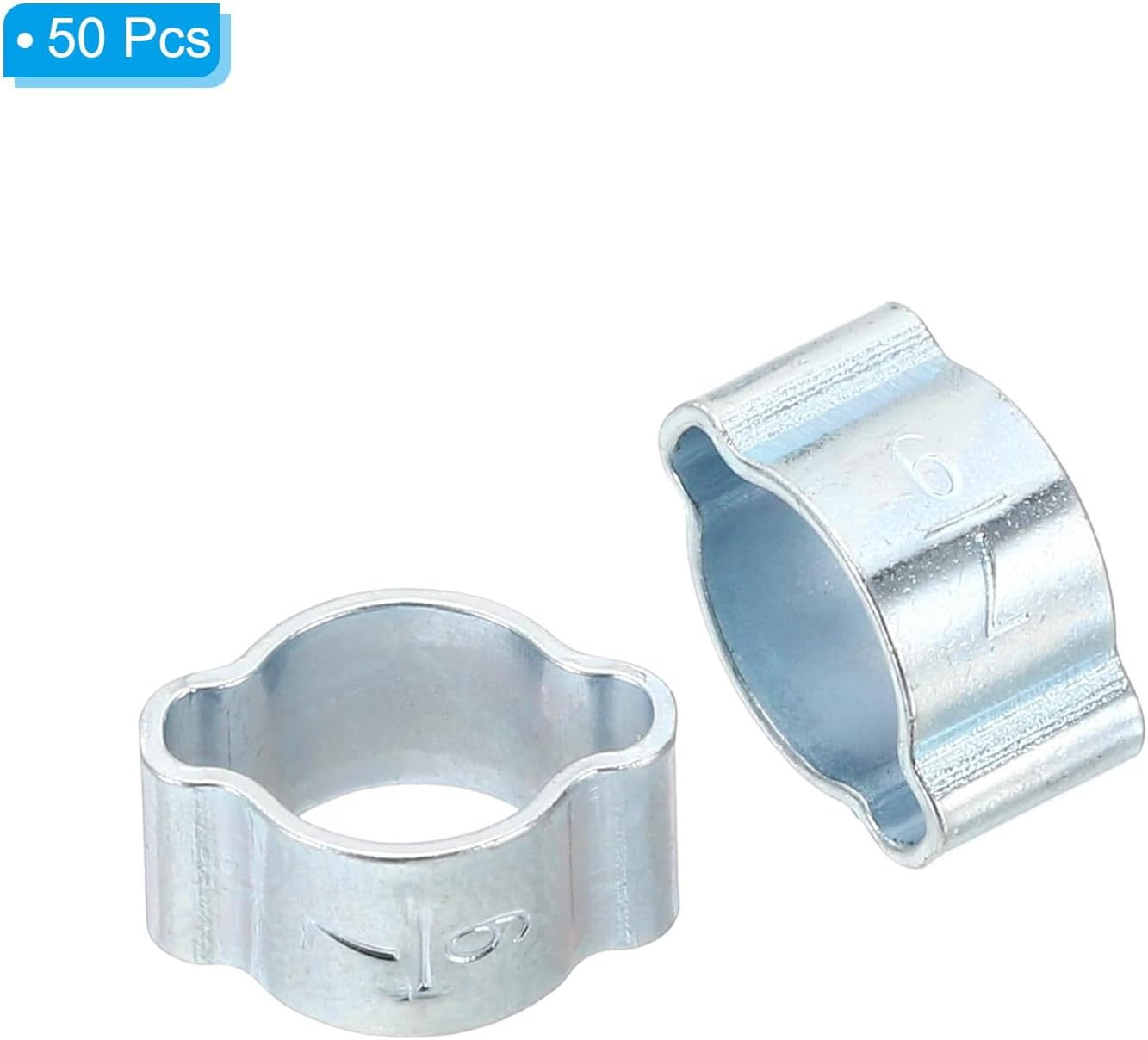 Thumbnail 2 de PATIKIL 50 Pack Double Ear Hose Clamps (7–9mm) in Galvanised Steel