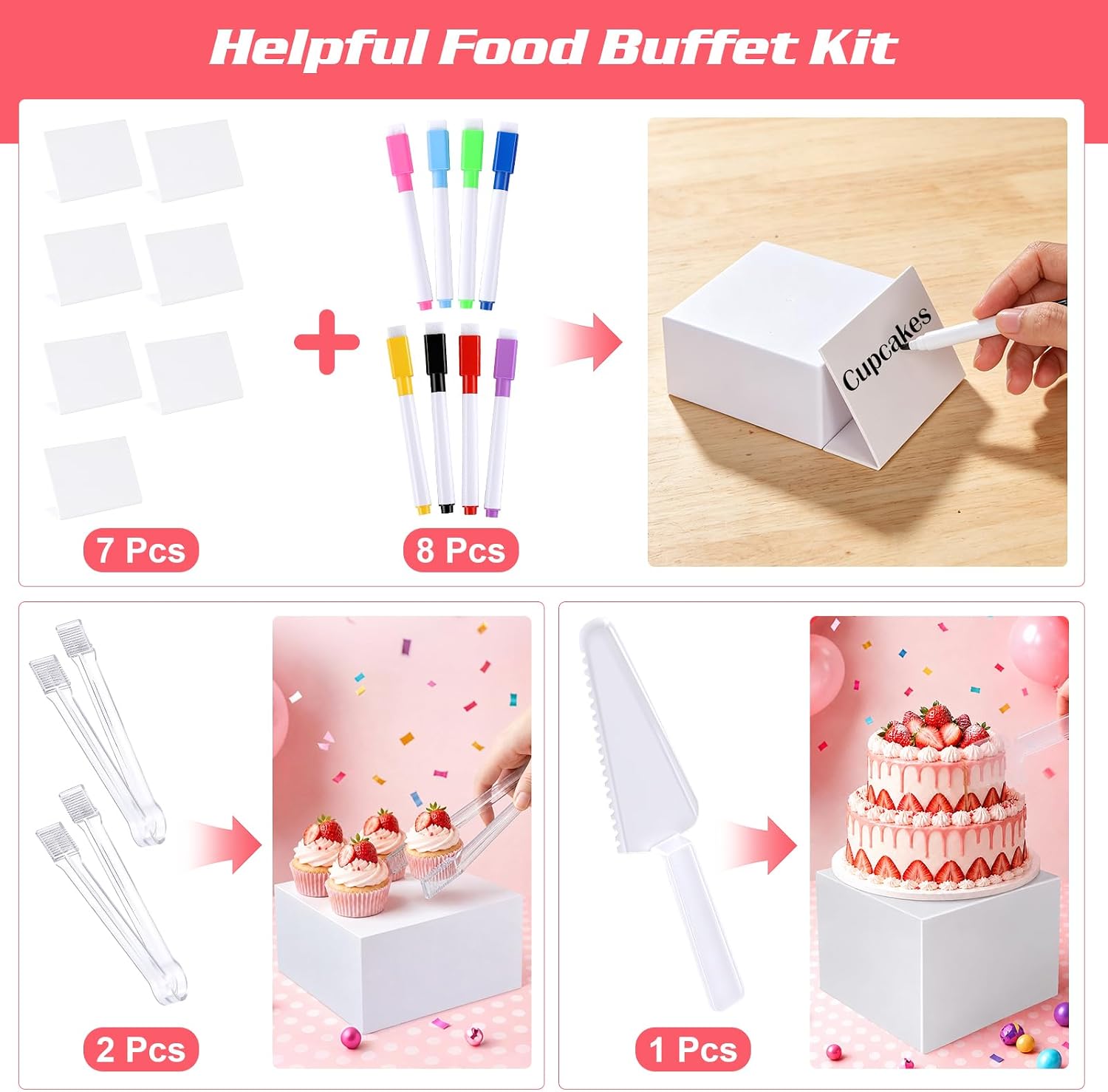 Detalle de White Buffet Risers, 7-Piece Set