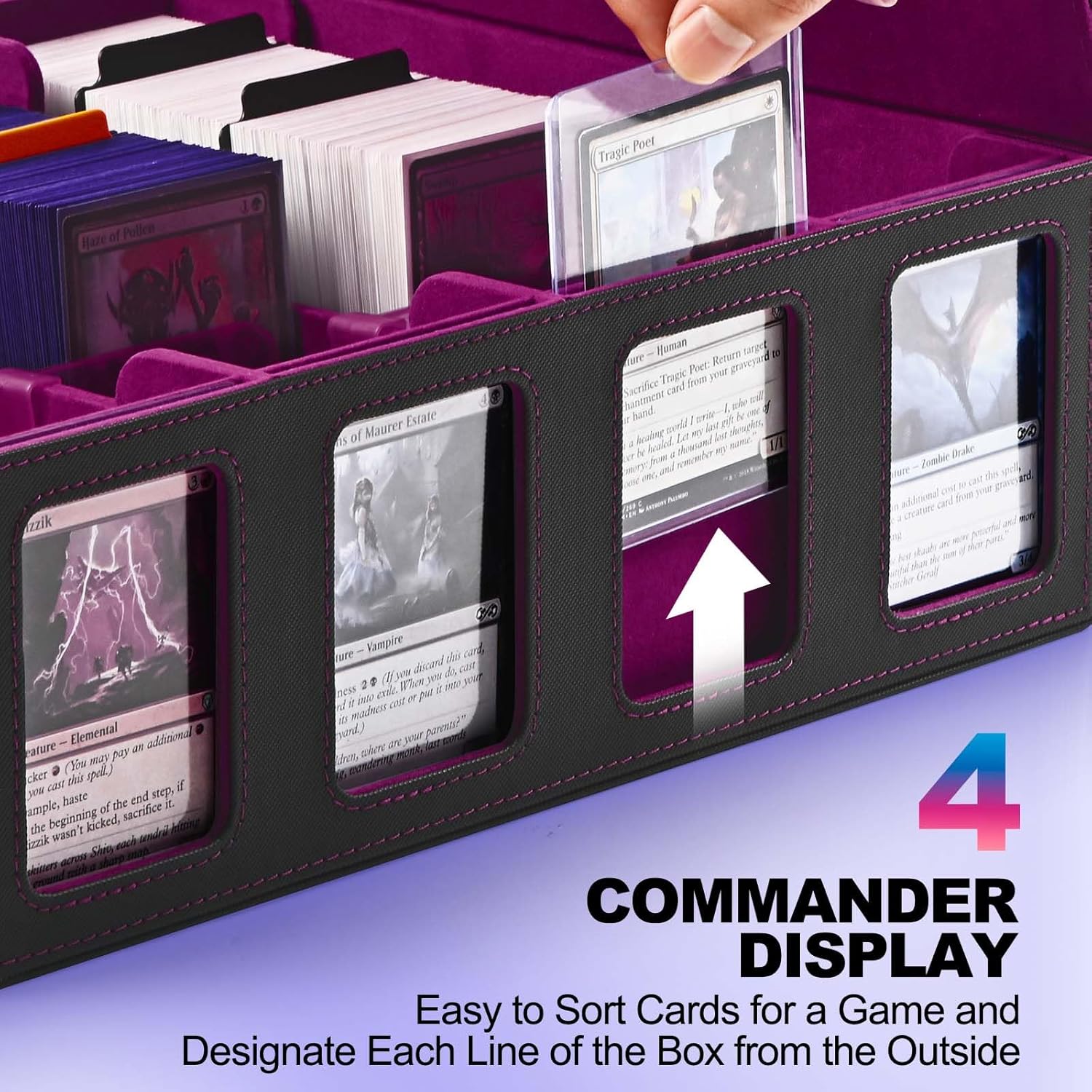 Detalle de UAONO Trading Card Storage Box for Commander Display – 2400+ MTG Deck Box, Black & Purple
