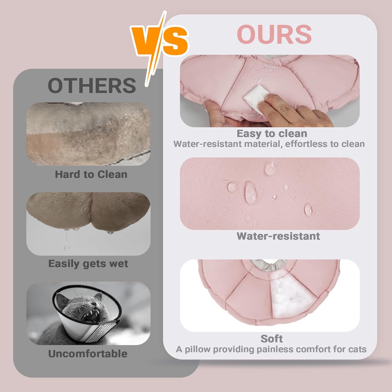 Detalle de Supet Soft Cat Cone Collar: Adjustable, Waterproof Recovery Solution for Cats