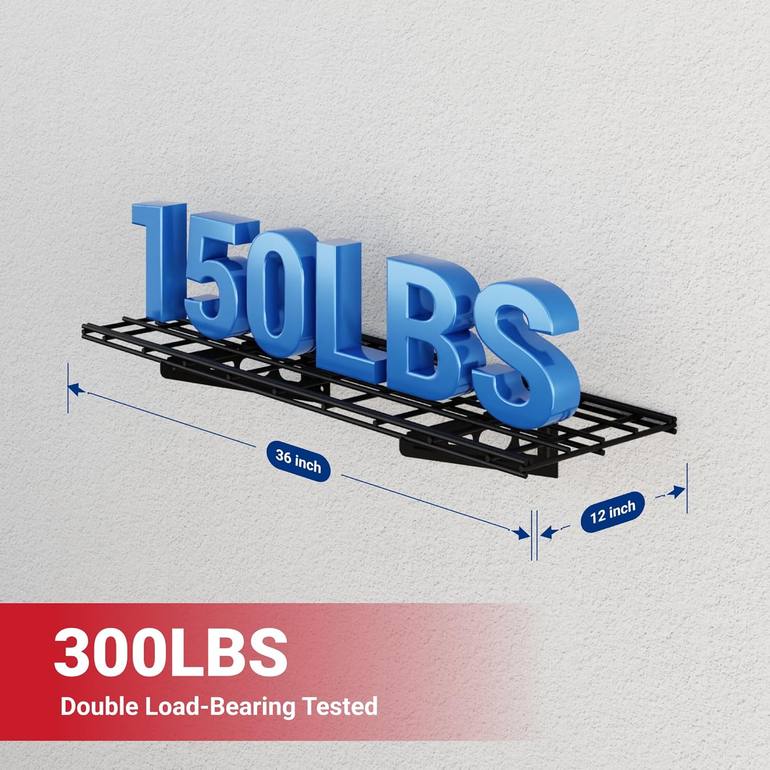 Thumbnail 2 de FLEXIMOUNTS 1x3ft Garage Shelving Wall-Mounted (Classic Series) — Heavy-Duty Wall Shelf Rack, Holds Up to 150 lbs