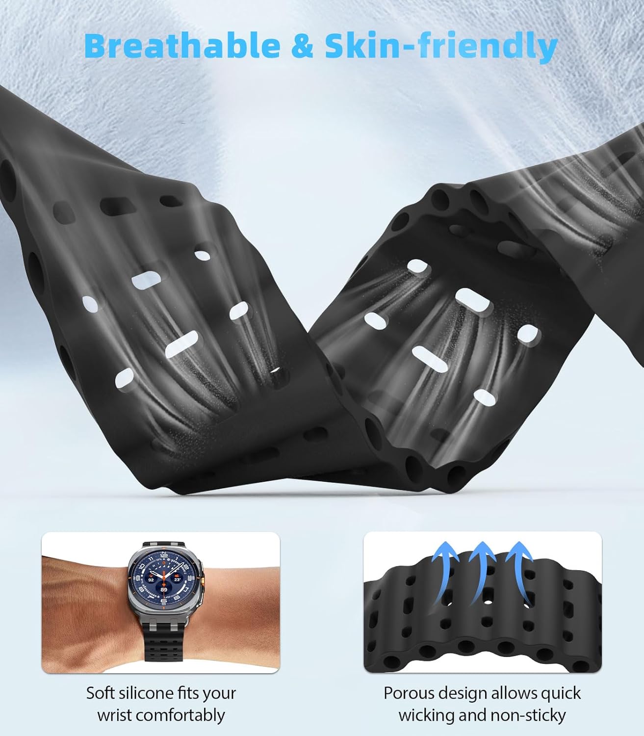 Thumbnail 2 de MoKo Upgraded Ocean Strap for Samsung Galaxy Watch Ultra 47mm (2024/2025) – breathable silicone sport band with metal connectors