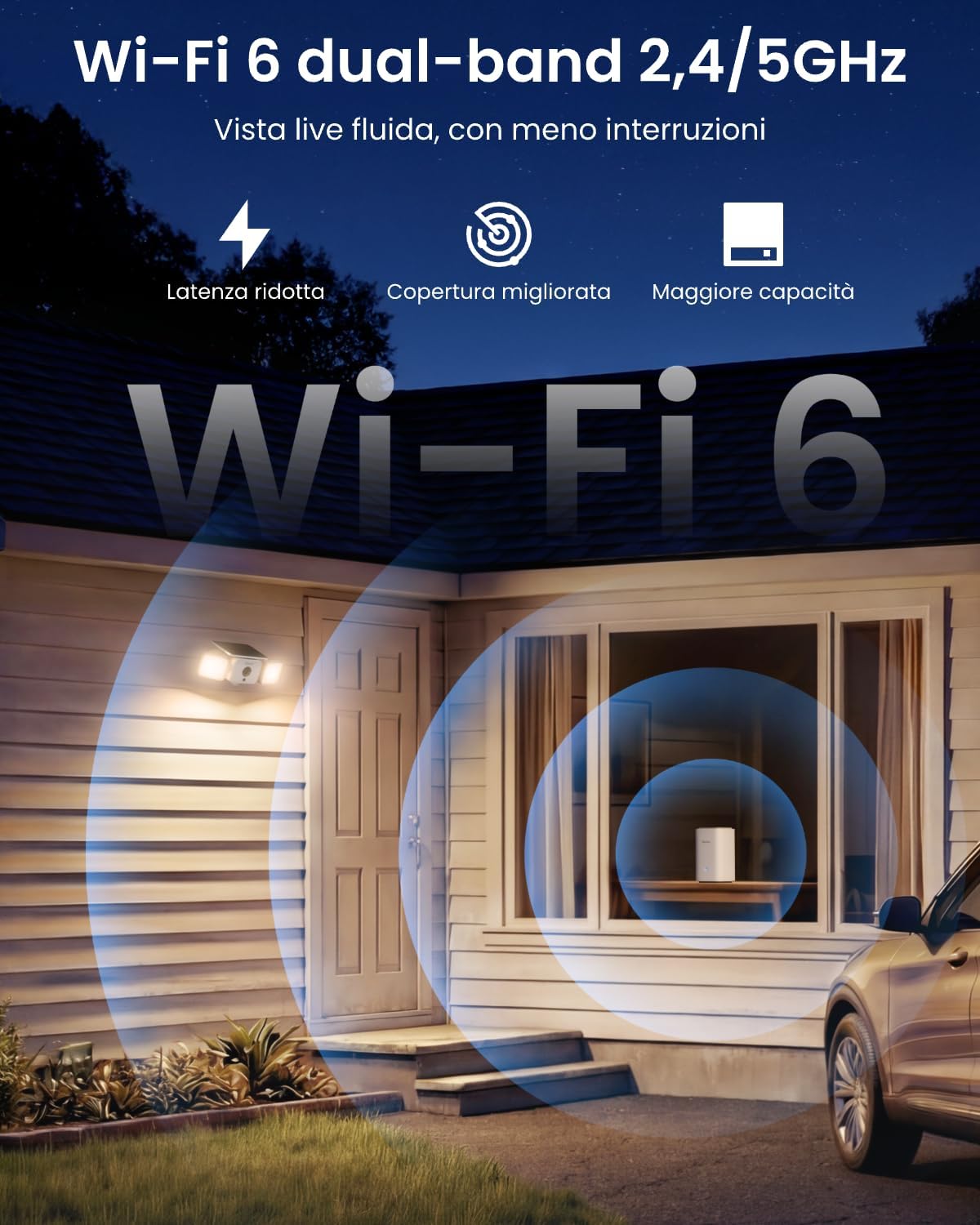 Thumbnail 5 de Reolink 2K Telecamera Wi‑Fi Esterno con Faro Solare — 150°, allarme sirena e visione notturna a colori