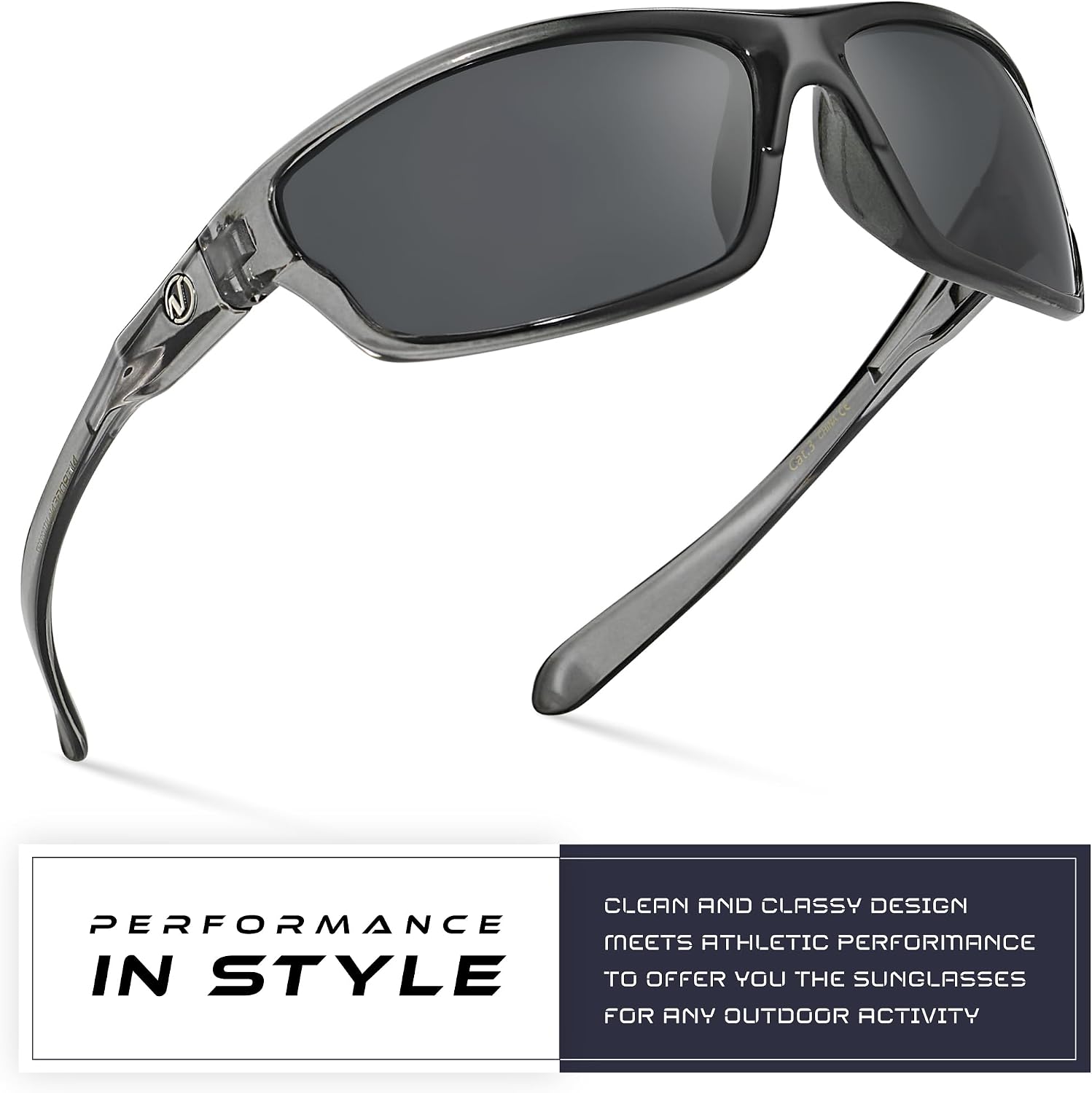 Detalle de Nitrogen Polarized Wrap Around Sport Sunglasses – UV400, Polycarbonate, All‑Day Comfort