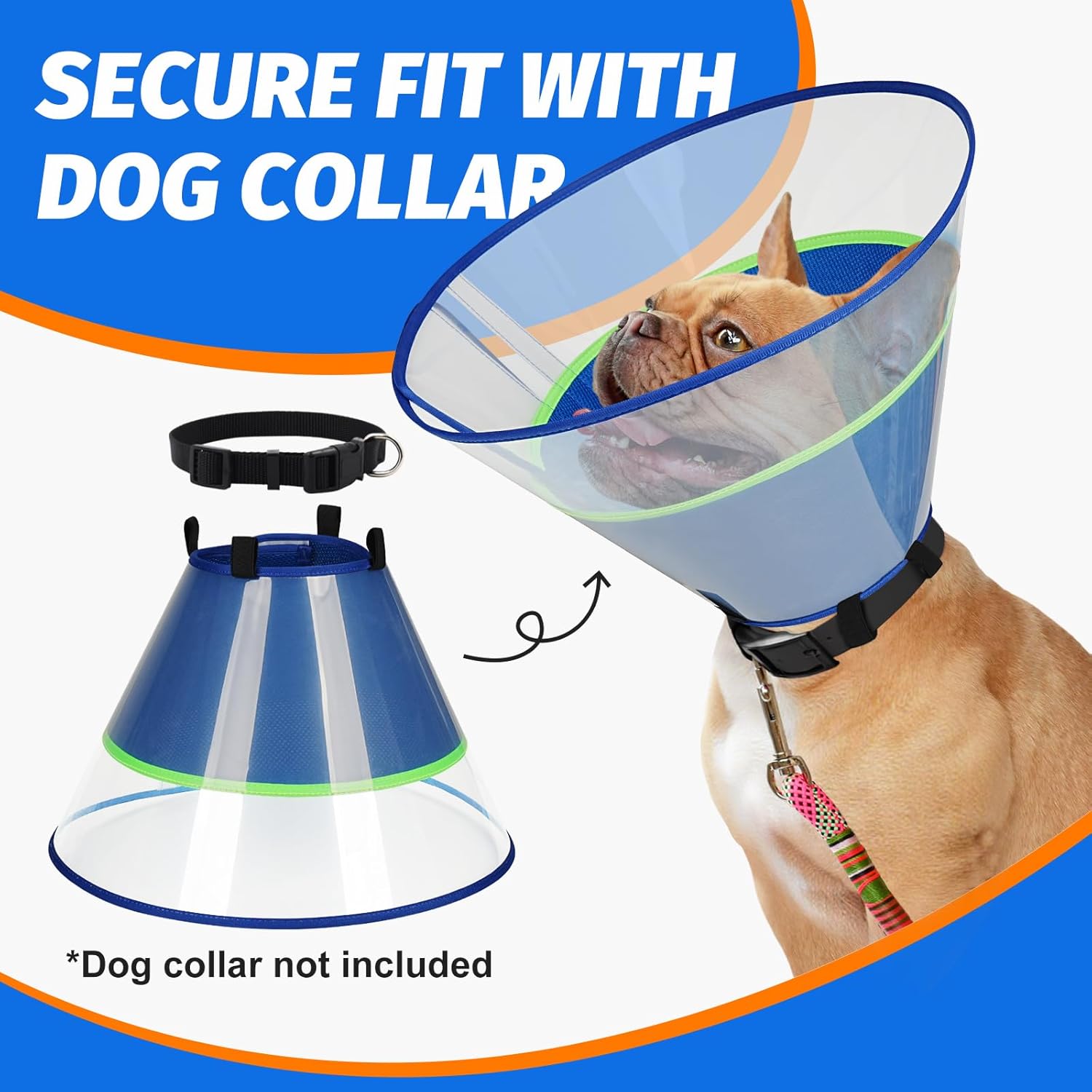 Thumbnail 6 de Supet Dog Cone Collar with Soft Pad, Transparent Elizabeth Recovery Collar for All Dog Sizes