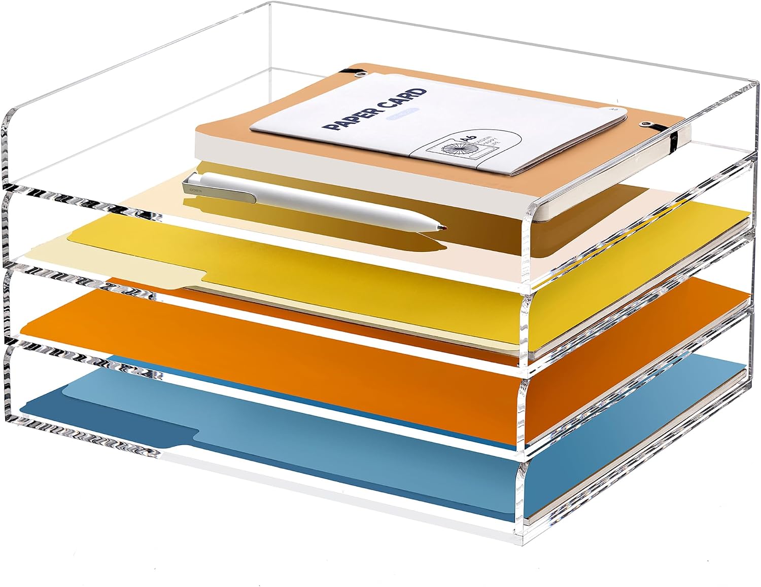 Detalle de SANRUI Acrylic Letter Tray, 4-Tier Stackable Clear Desk Organizer