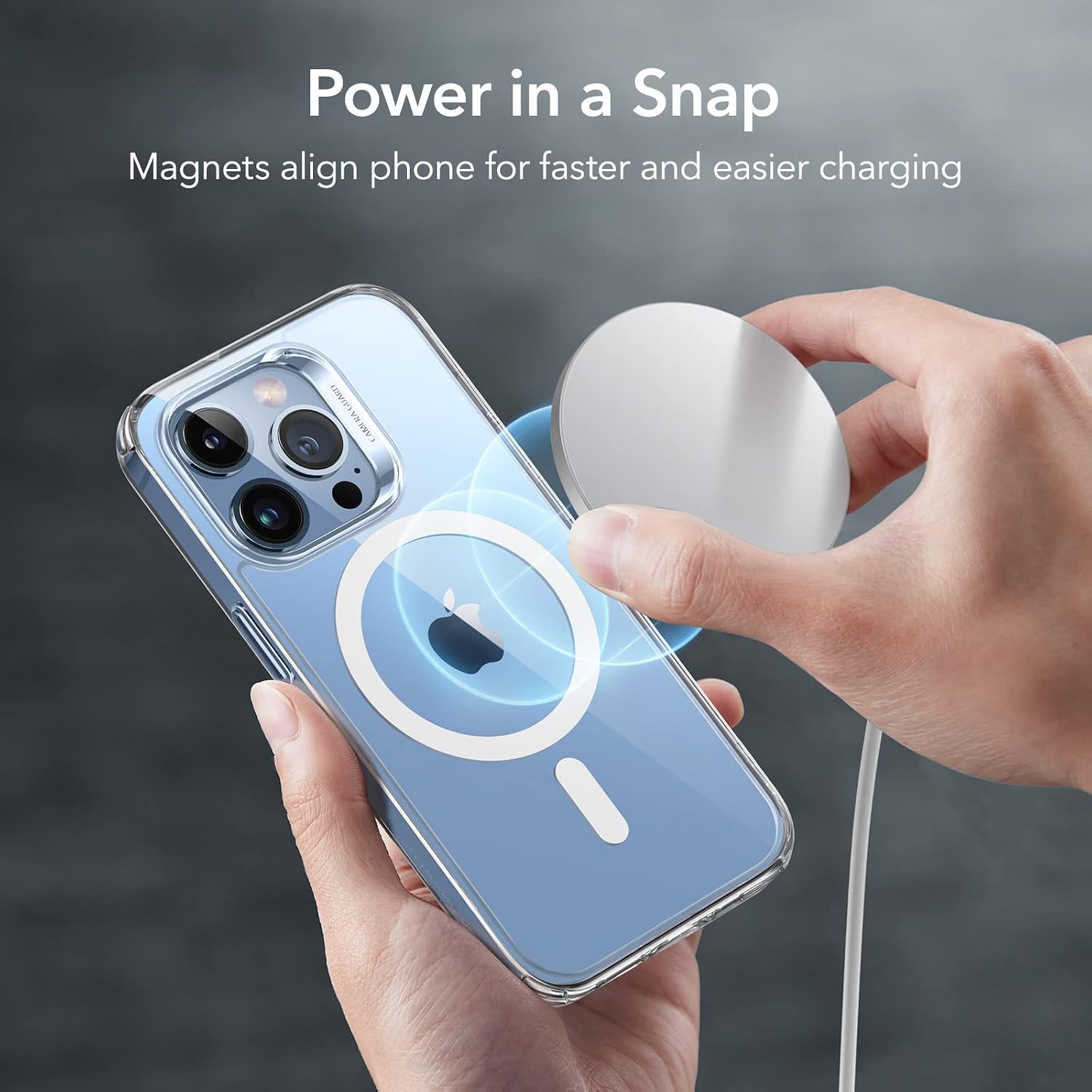 Detalle 2 de ESR Hybrid Case with HaloLock for iPhone 13 Pro Max (Magnetic Wireless Charging, Clear)