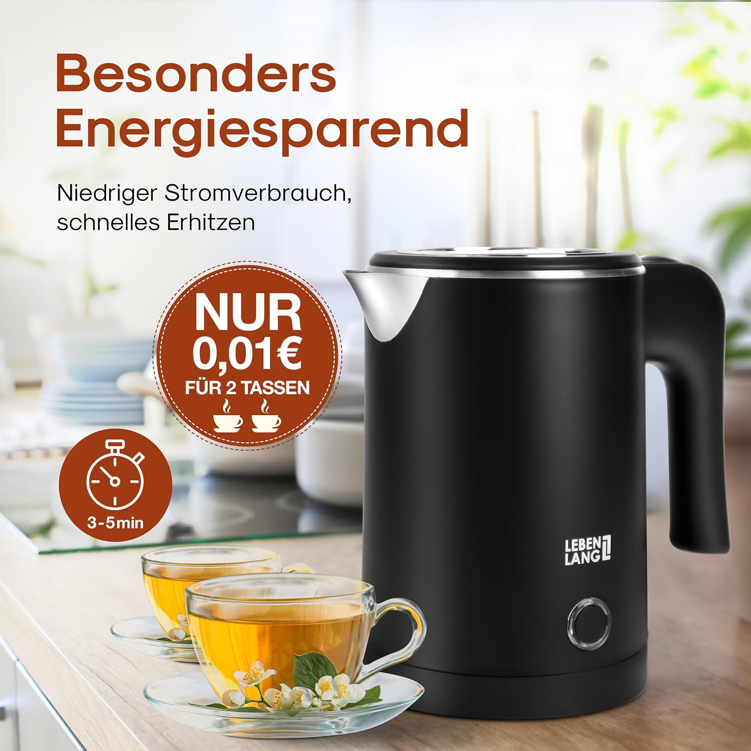 Thumbnail 3 de LEBENLANG LBL2319 0,5 l Reise-Wasserkocher 🍵