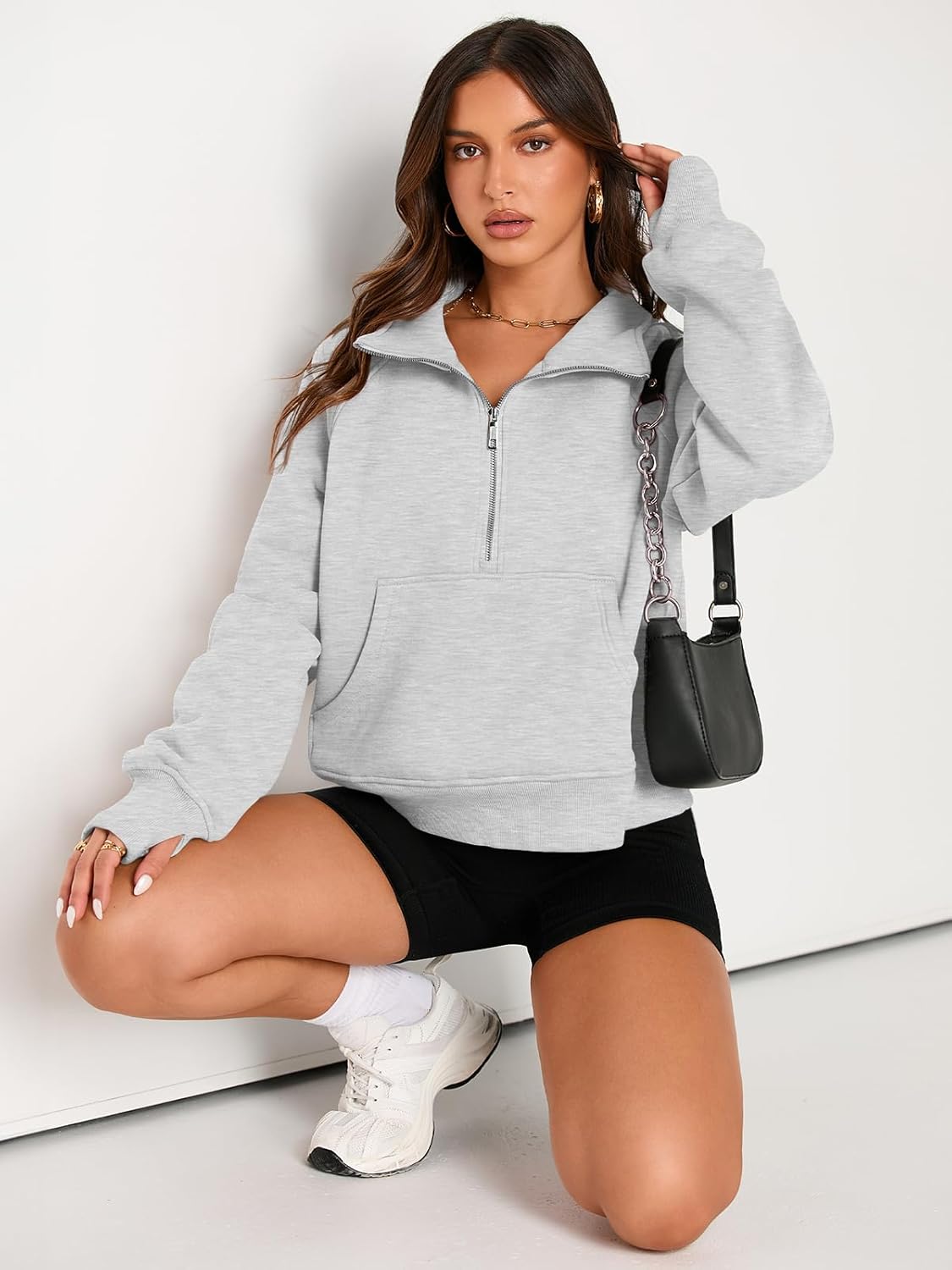 Detalle 2 de AUTOMET Women's Half Zip Cropped Fleece Hoodie - 2026 Fall Wear