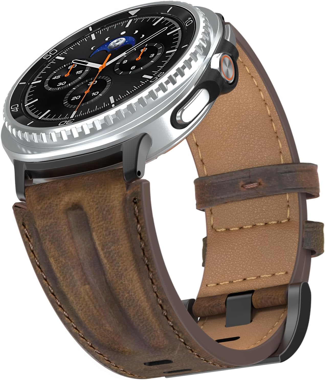 Detalle de Bouixel Top Grain Genuine Leather Strap for Galaxy Watch 8 (40mm/44mm, Classic 46mm, 2025)
