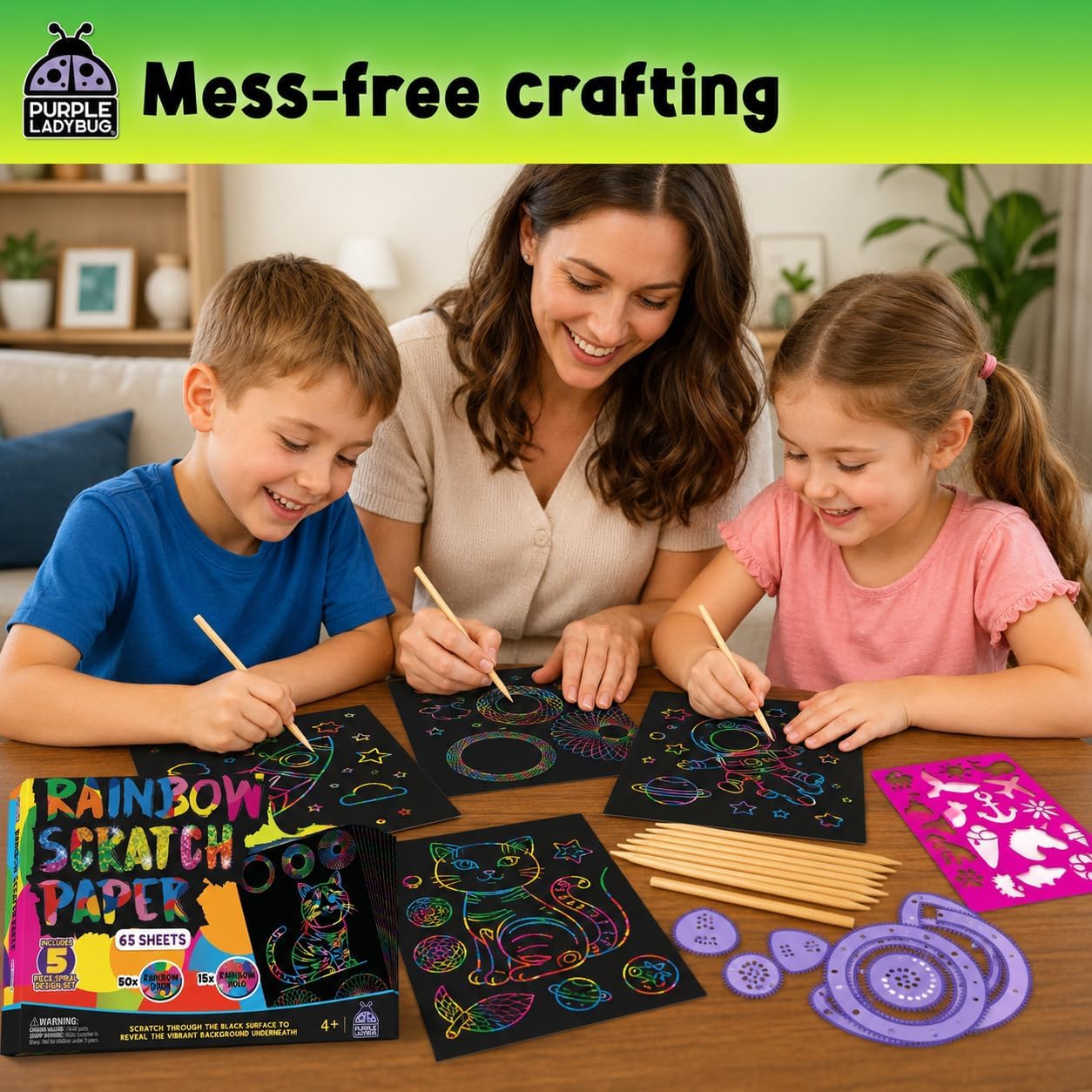 Thumbnail 5 de Rainbow Scratch Art Kit, 79-Piece Set